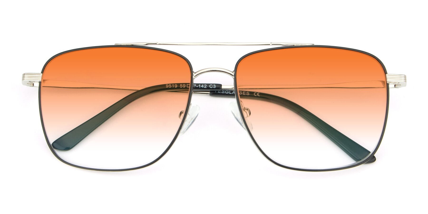 Folded Front of 9519 in Black-Silver with Orange Gradient Lenses
