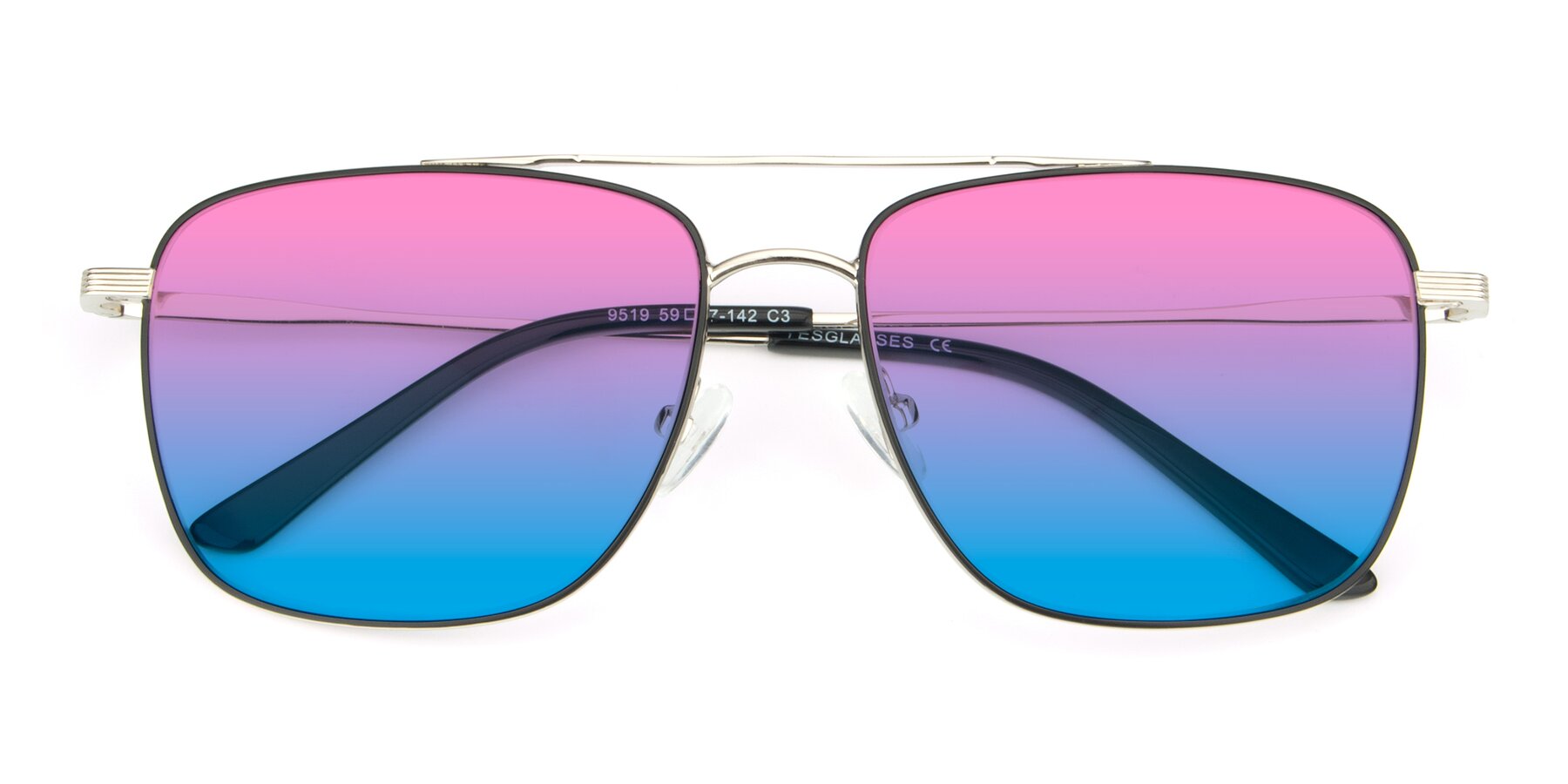 Folded Front of 9519 in Black-Silver with Pink / Blue Gradient Lenses