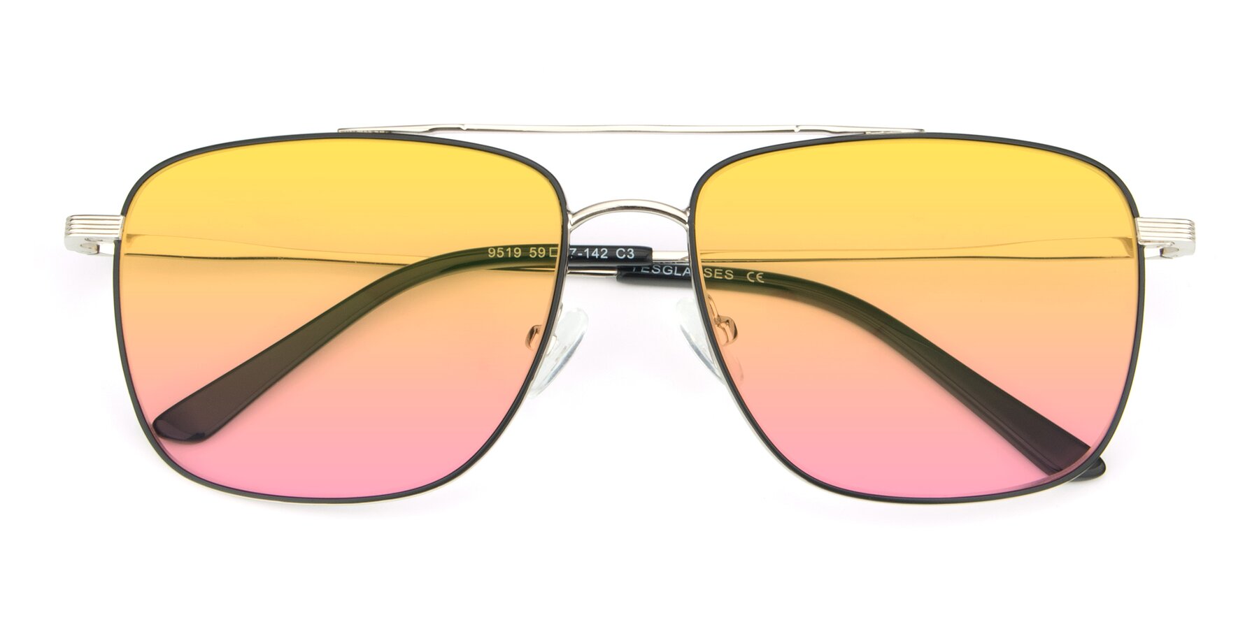 Folded Front of 9519 in Black-Silver with Yellow / Pink Gradient Lenses