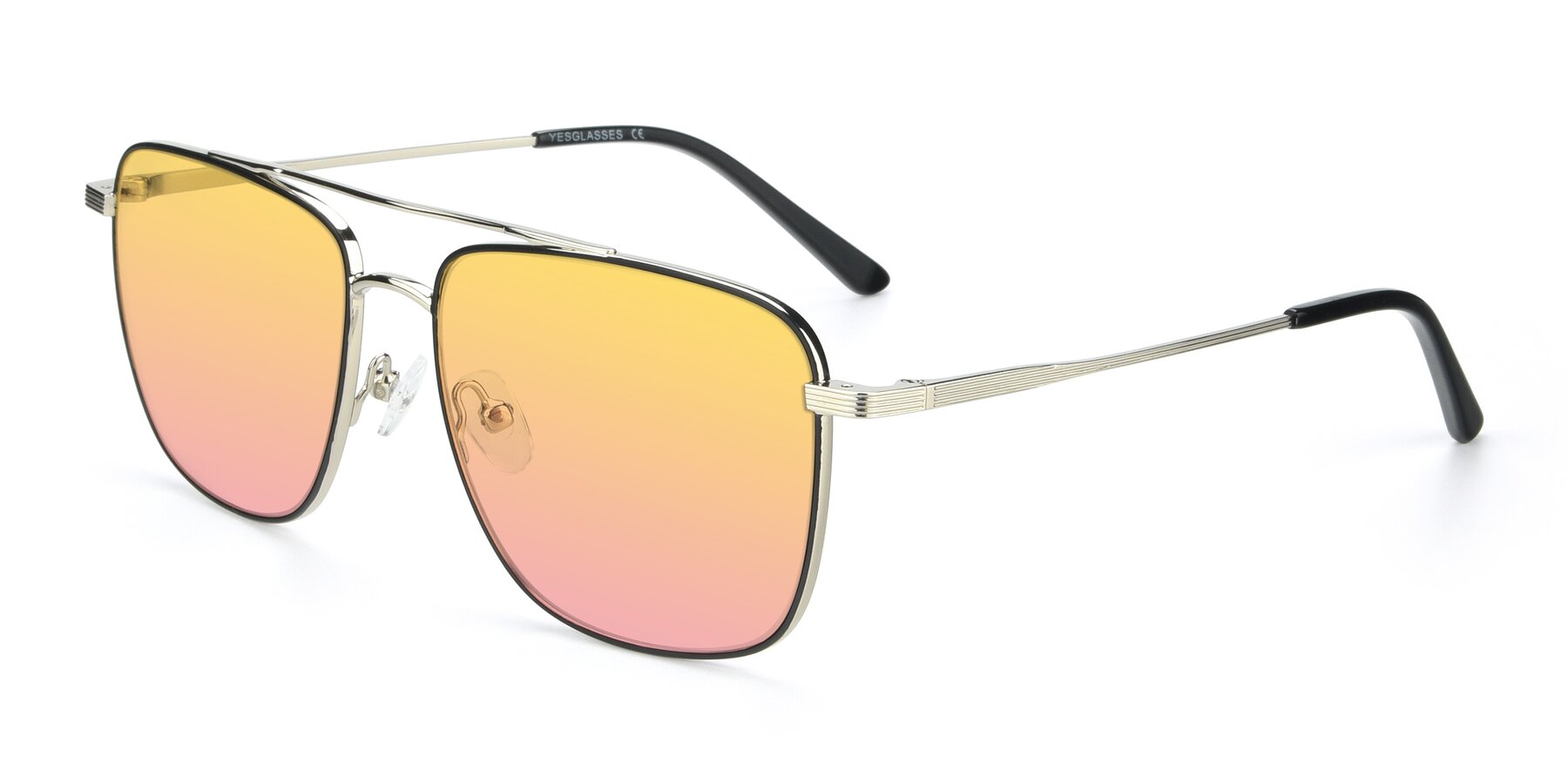 Angle of 9519 in Black-Silver with Yellow / Pink Gradient Lenses