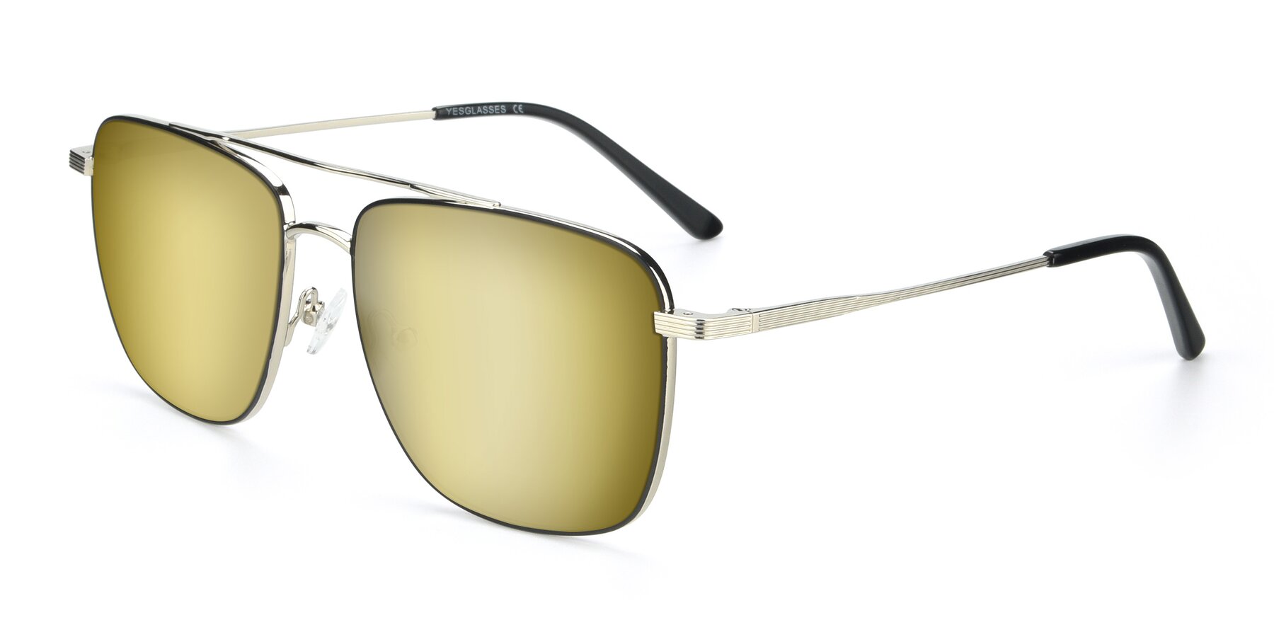 Angle of 9519 in Black-Silver with Gold Mirrored Lenses