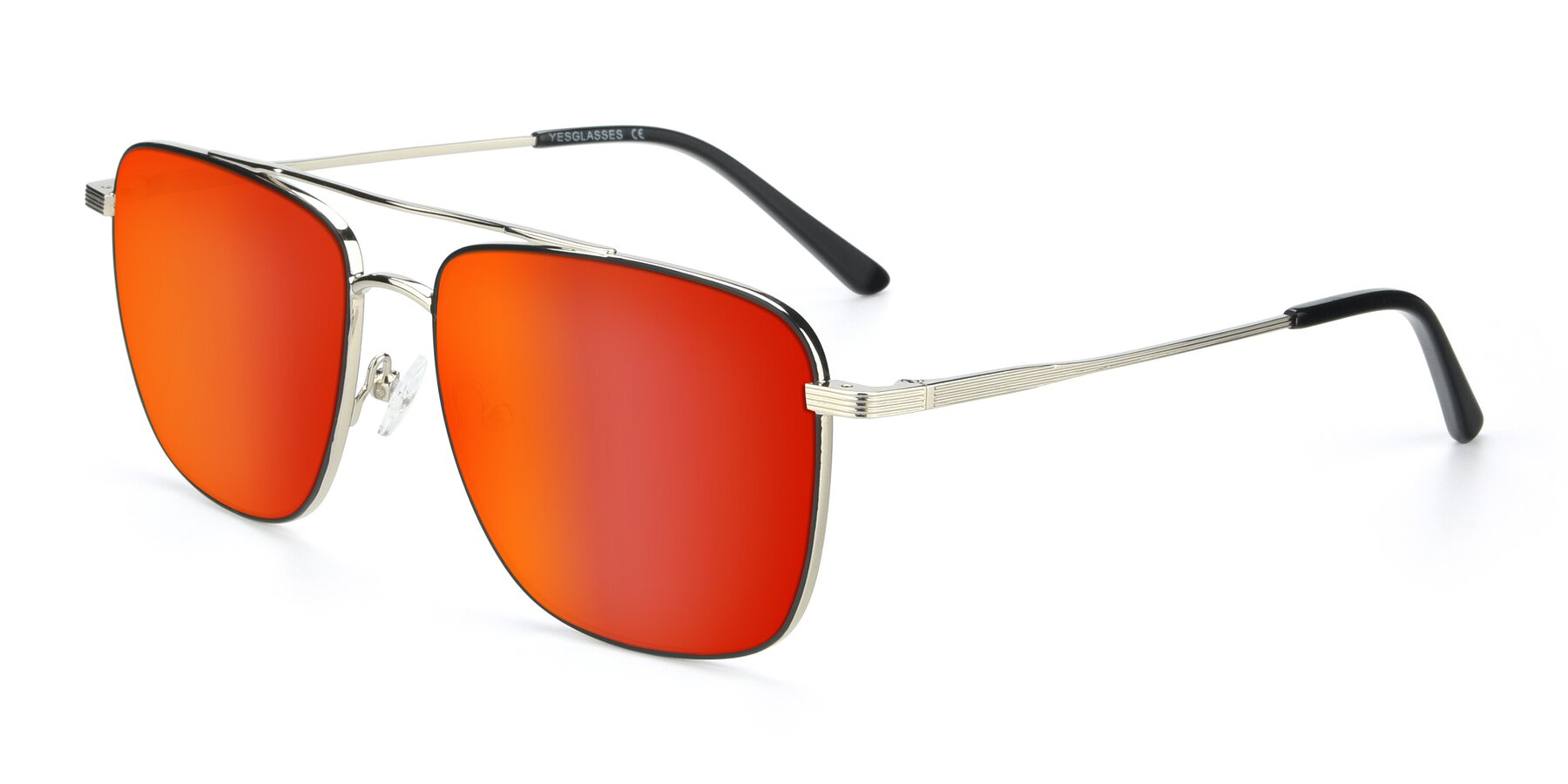 Angle of 9519 in Black-Silver with Red Gold Mirrored Lenses