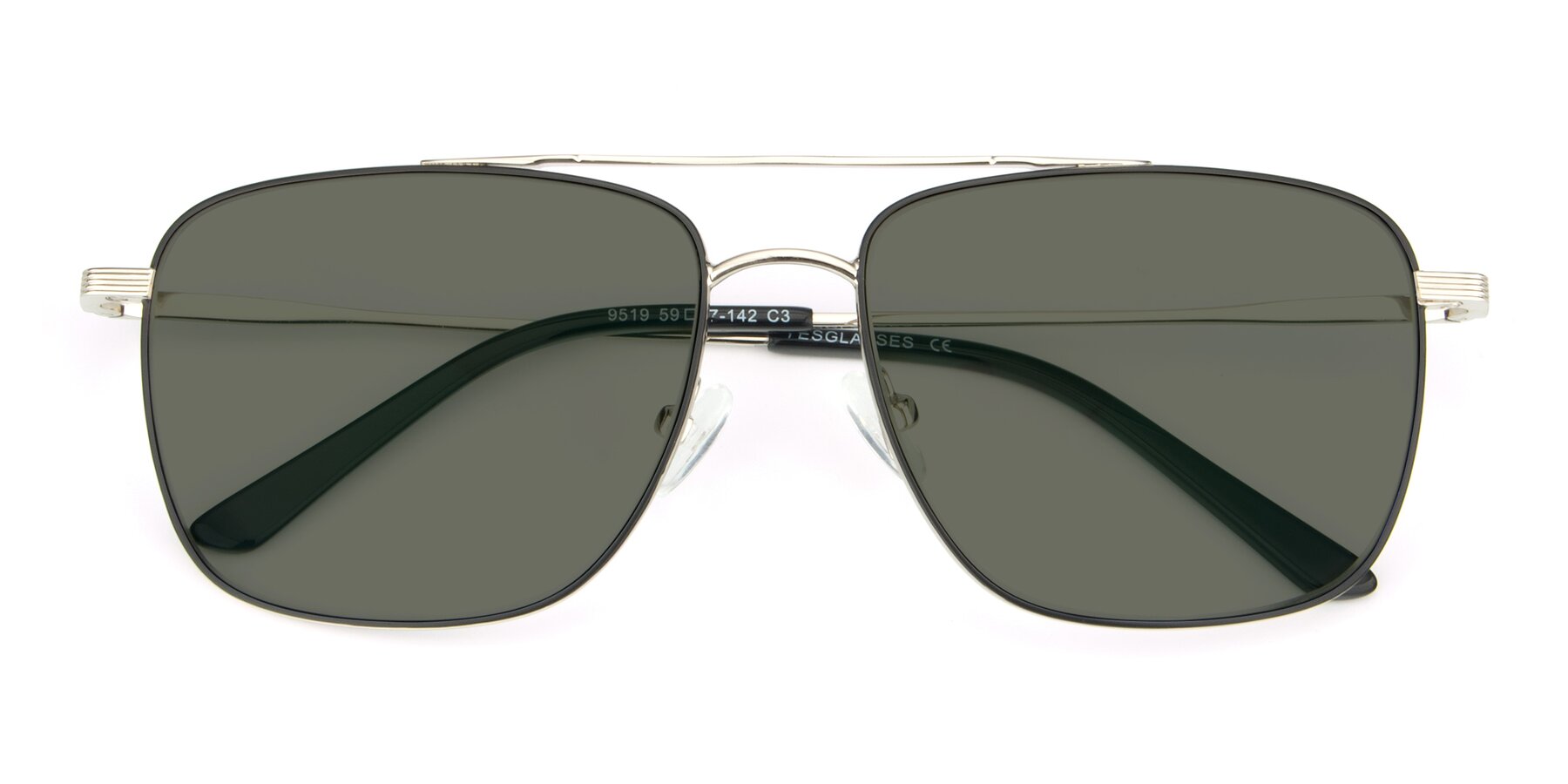 Folded Front of 9519 in Black-Silver with Gray Polarized Lenses