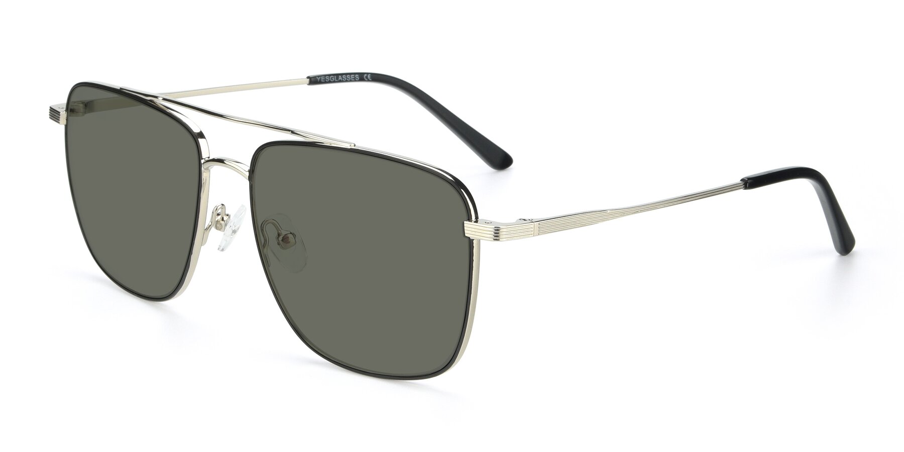 Angle of 9519 in Black-Silver with Gray Polarized Lenses