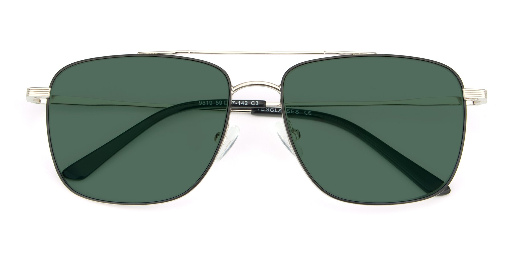 Folded Front of 9519 in Black-Silver with Green Polarized Lenses