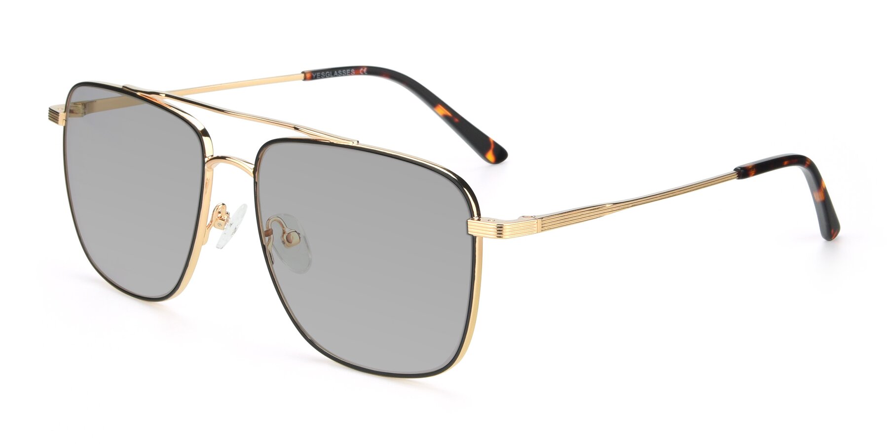 Angle of 9519 in Black-Gold with Light Gray Tinted Lenses