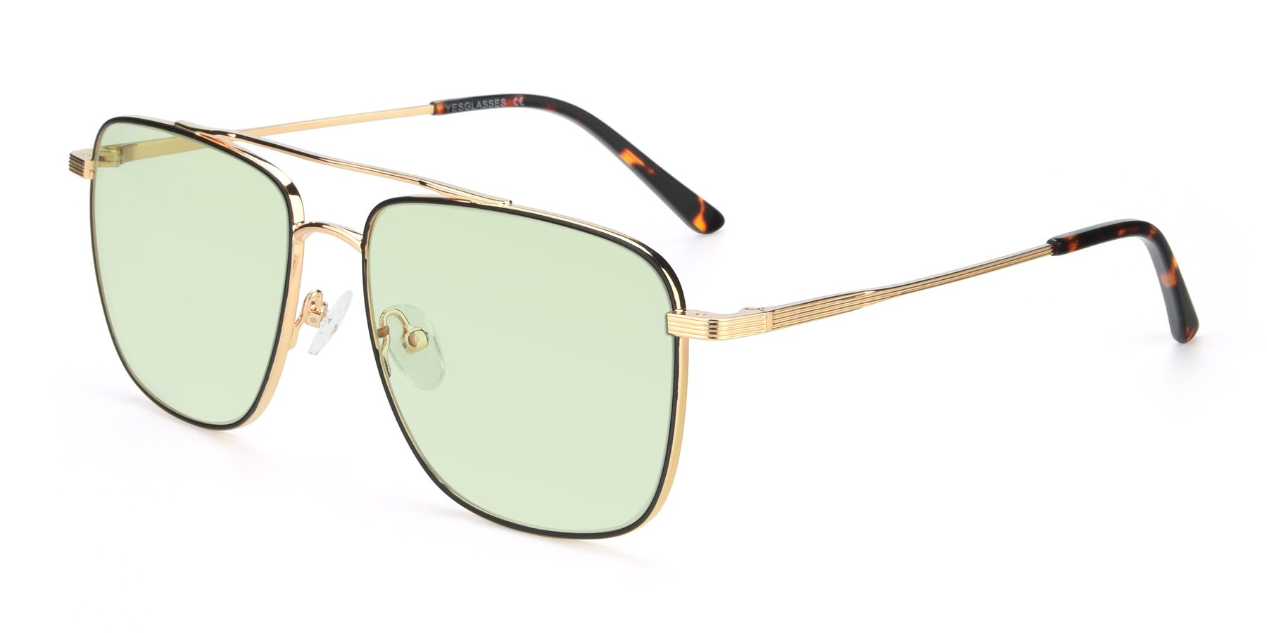 Angle of 9519 in Black-Gold with Light Green Tinted Lenses