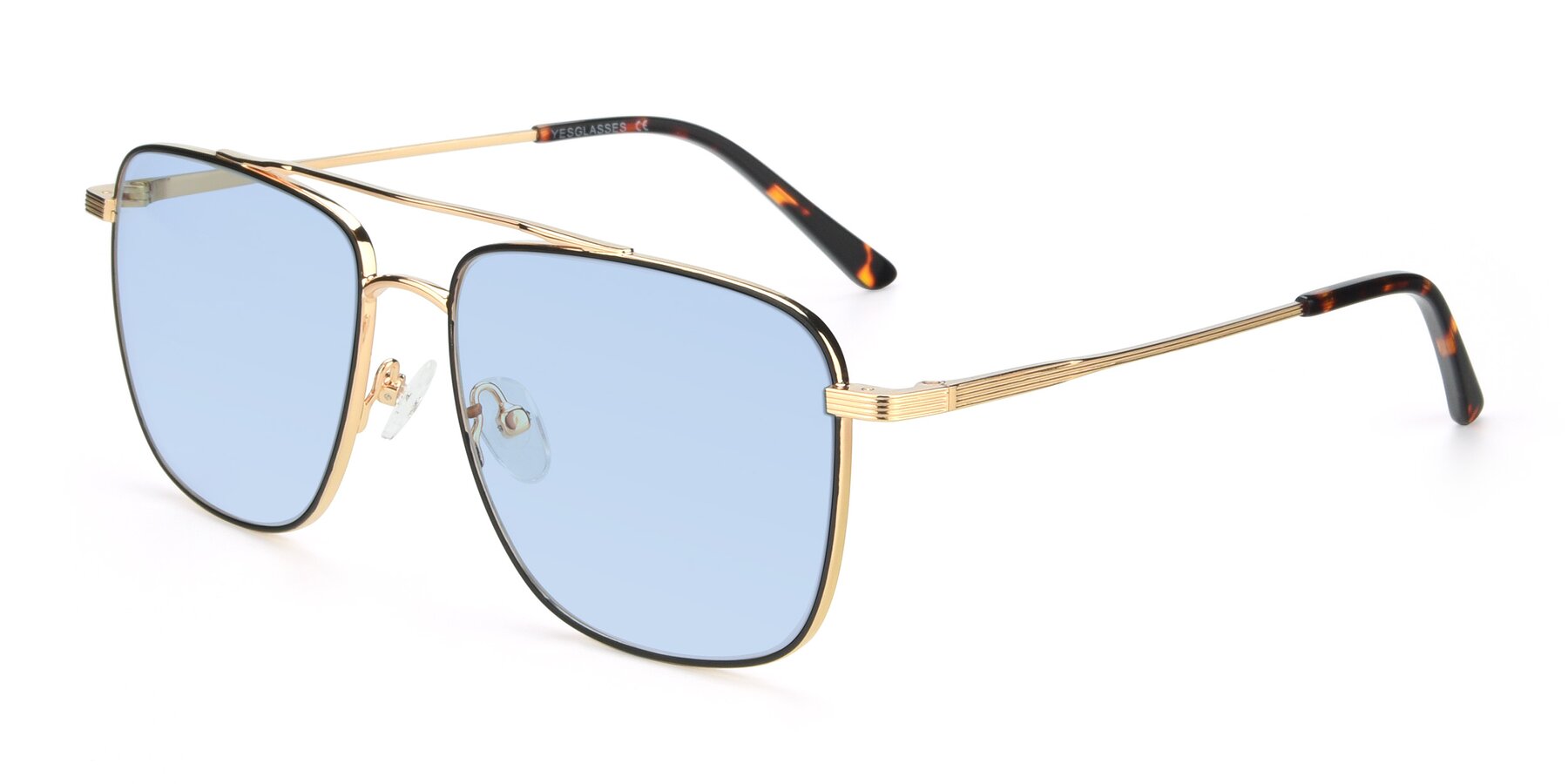 Angle of 9519 in Black-Gold with Light Blue Tinted Lenses