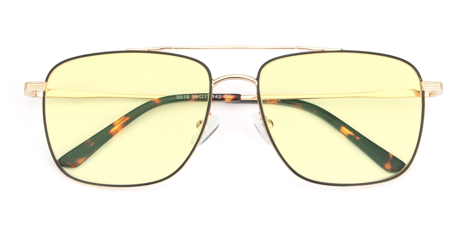 Folded Front of 9519 in Black-Gold with Light Yellow Tinted Lenses