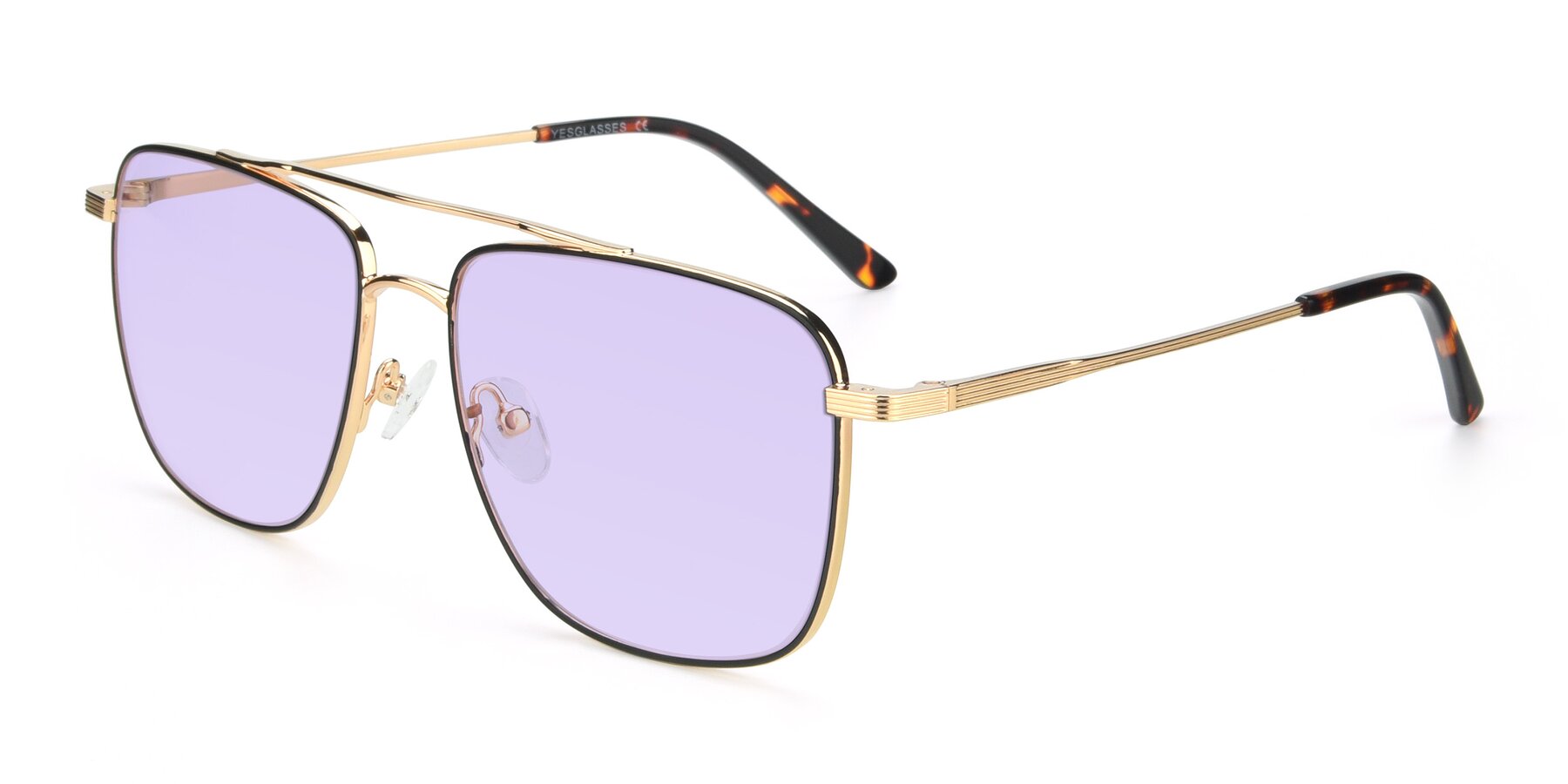 Angle of 9519 in Black-Gold with Light Purple Tinted Lenses