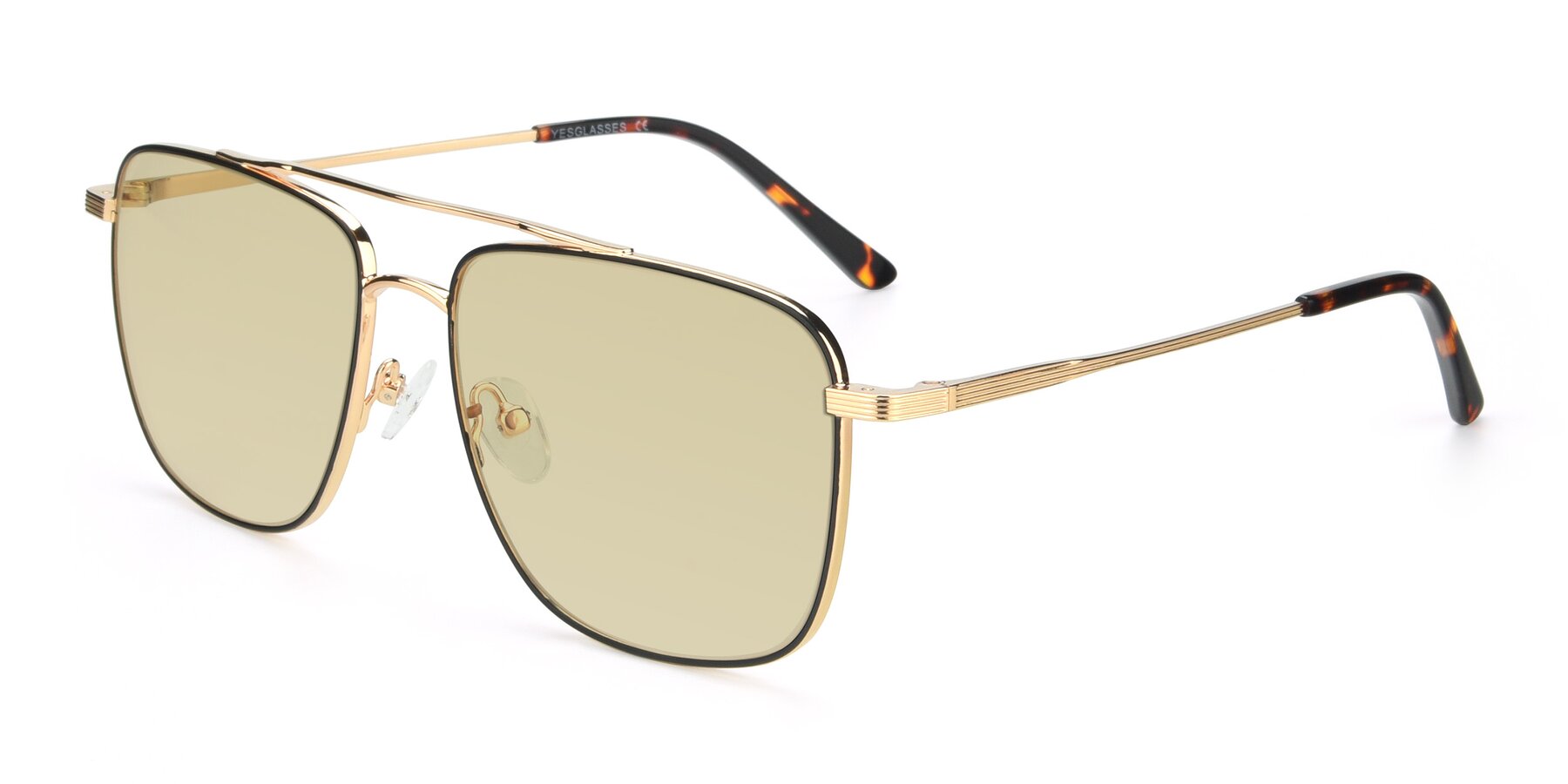 Angle of 9519 in Black-Gold with Light Champagne Tinted Lenses