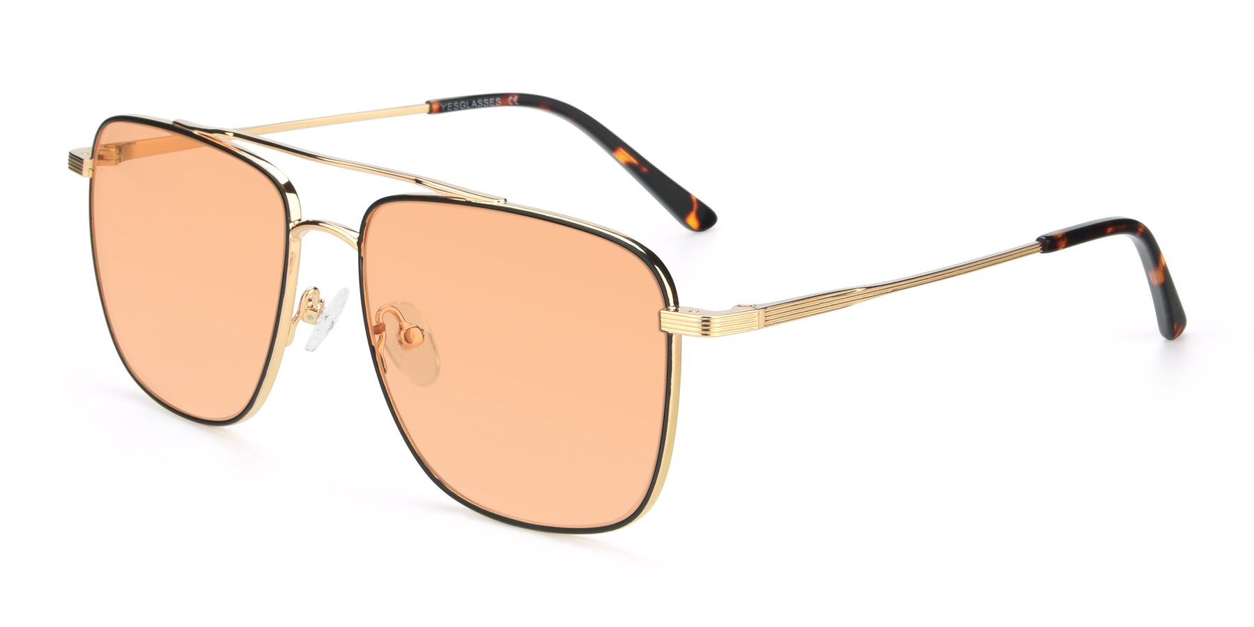 Angle of 9519 in Black-Gold with Light Orange Tinted Lenses