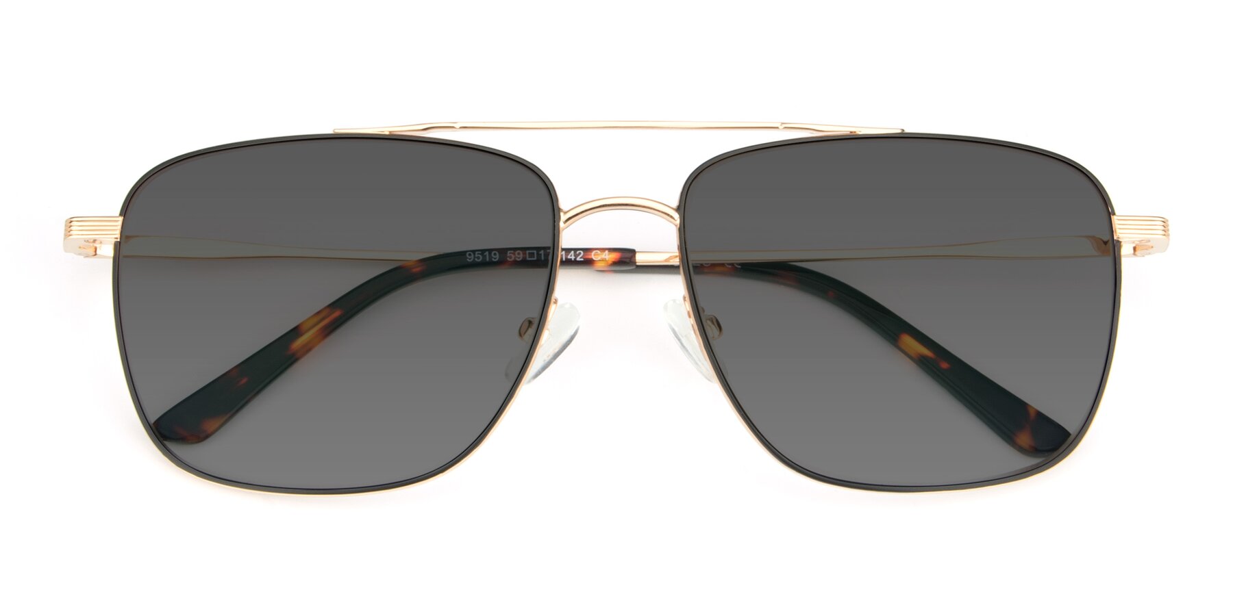 Folded Front of 9519 in Black-Gold with Medium Gray Tinted Lenses