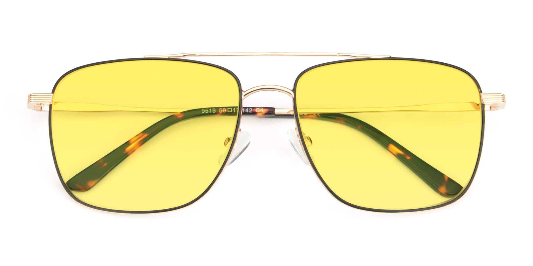 Folded Front of 9519 in Black-Gold with Medium Yellow Tinted Lenses