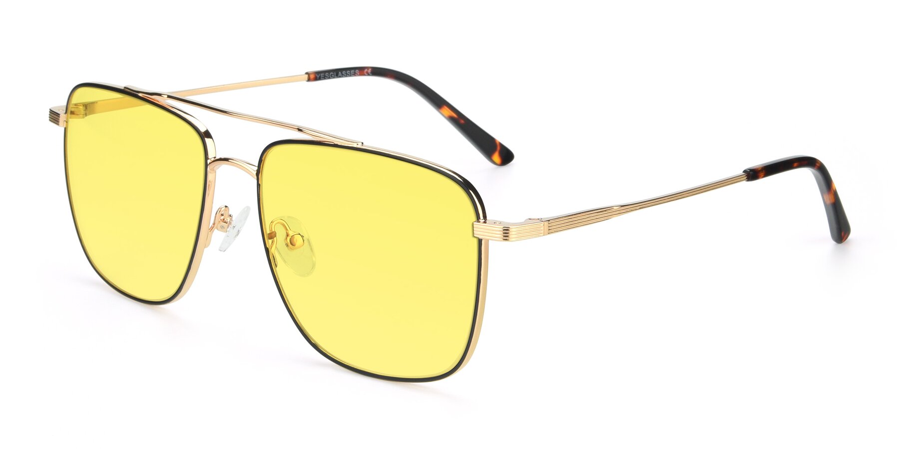 Angle of 9519 in Black-Gold with Medium Yellow Tinted Lenses