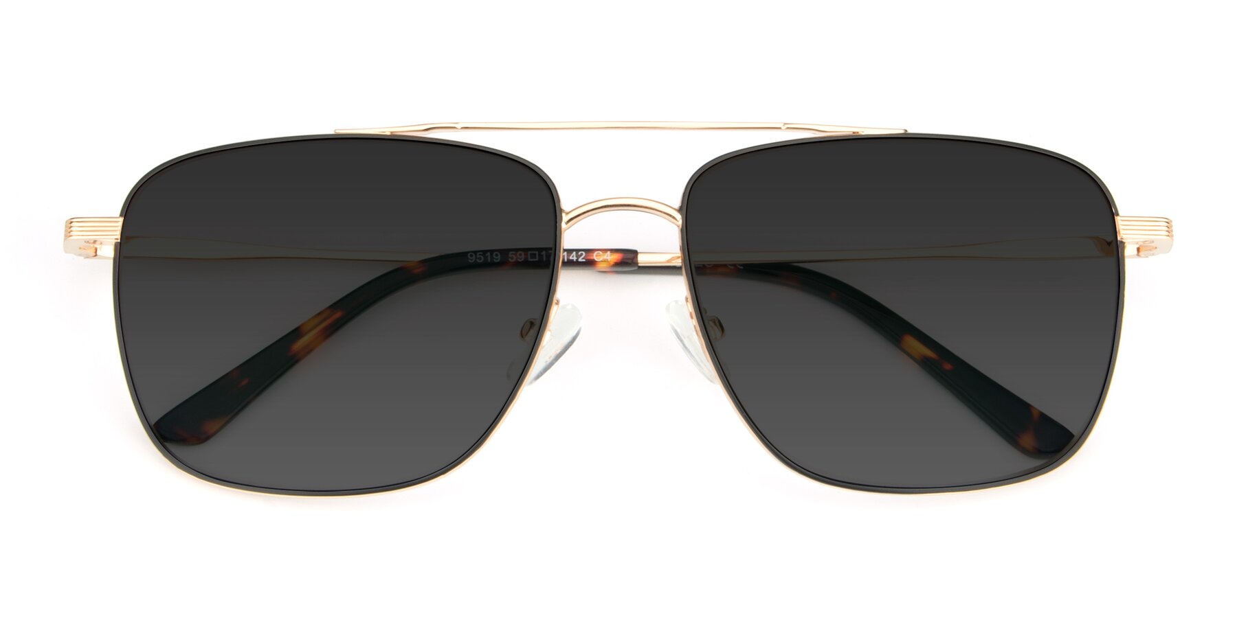 Folded Front of 9519 in Black-Gold with Gray Tinted Lenses