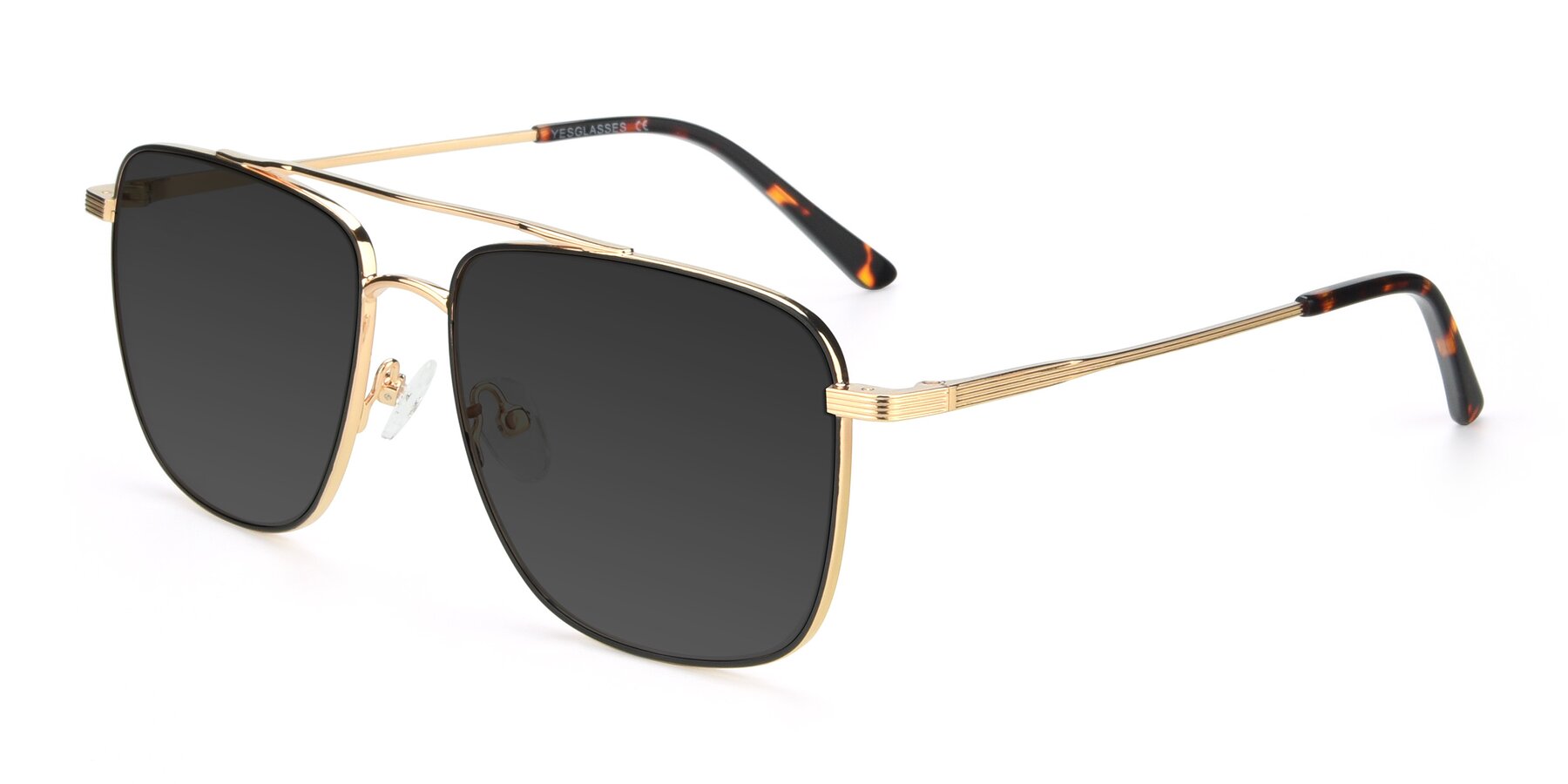 Angle of 9519 in Black-Gold with Gray Tinted Lenses