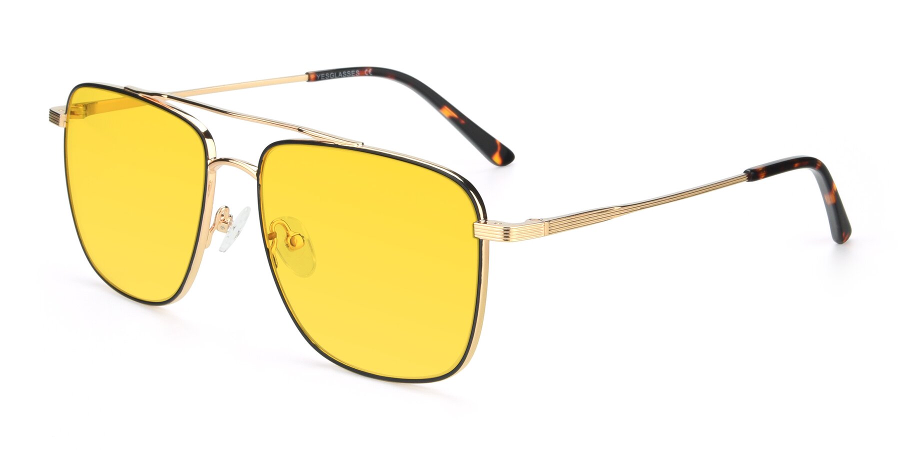 Angle of 9519 in Black-Gold with Yellow Tinted Lenses