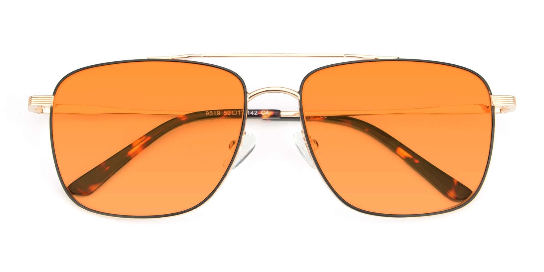 Folded Front of 9519 in Black-Gold with Orange Tinted Lenses