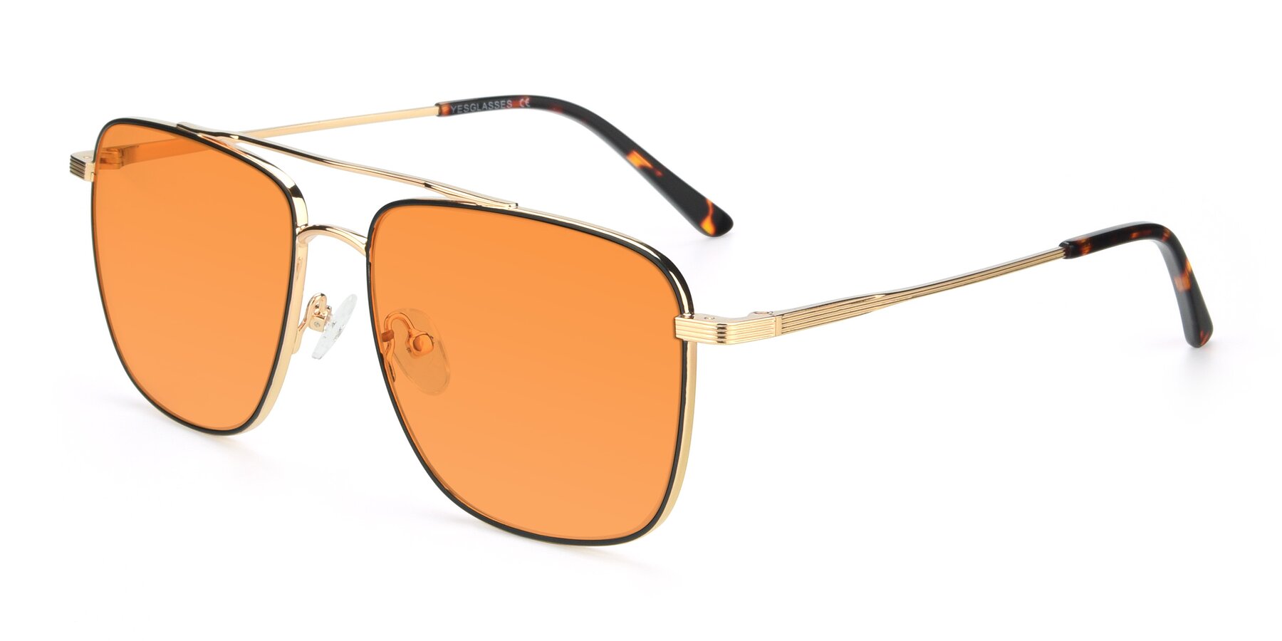 Angle of 9519 in Black-Gold with Orange Tinted Lenses