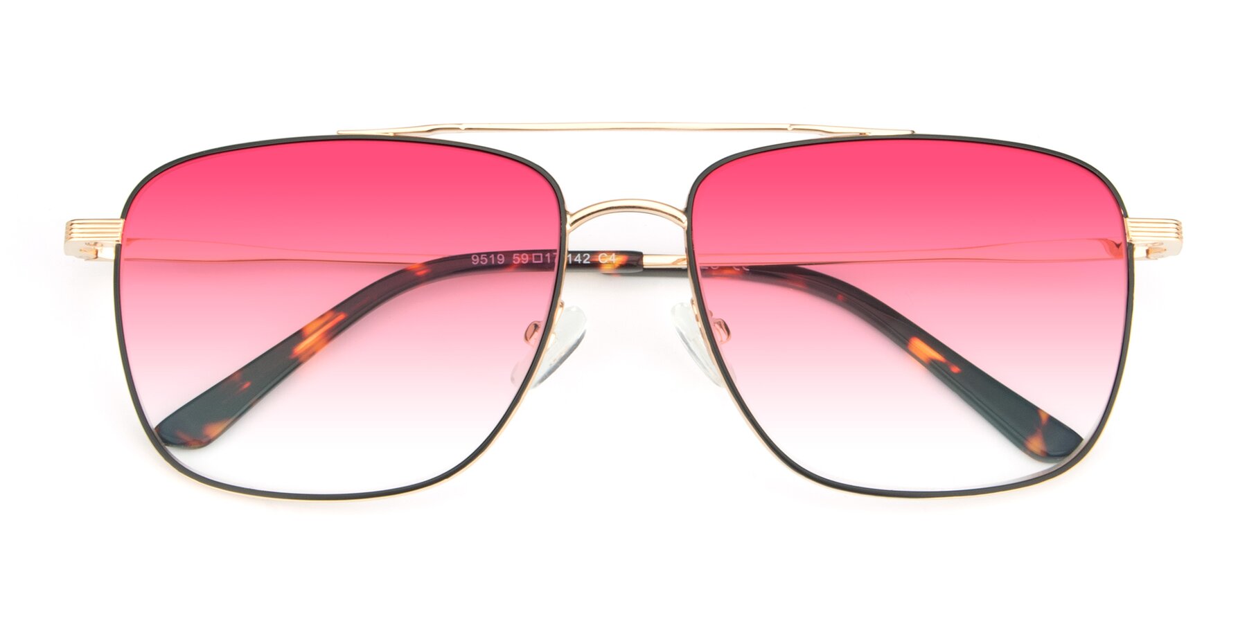 Folded Front of 9519 in Black-Gold with Pink Gradient Lenses