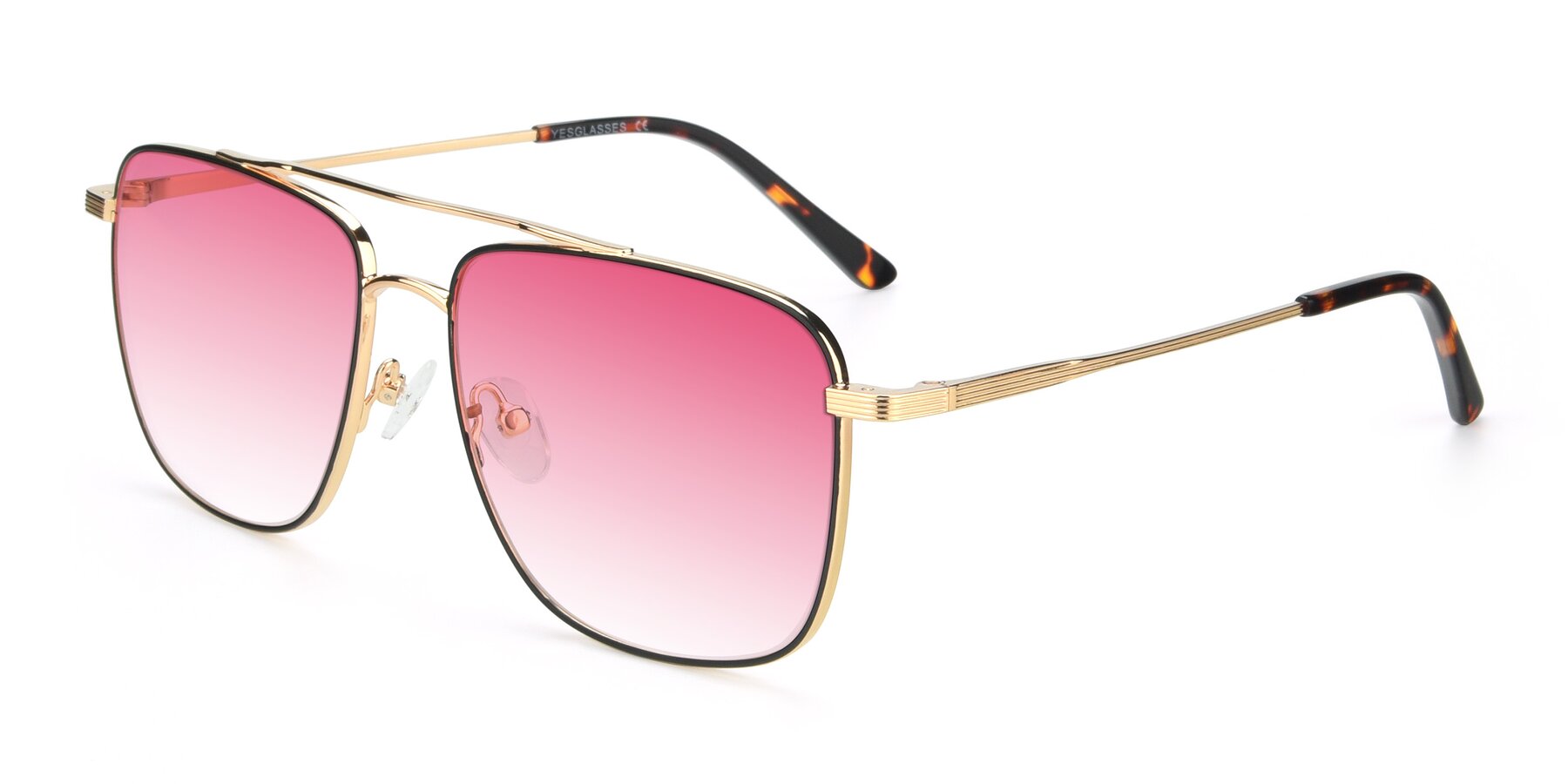 Angle of 9519 in Black-Gold with Pink Gradient Lenses