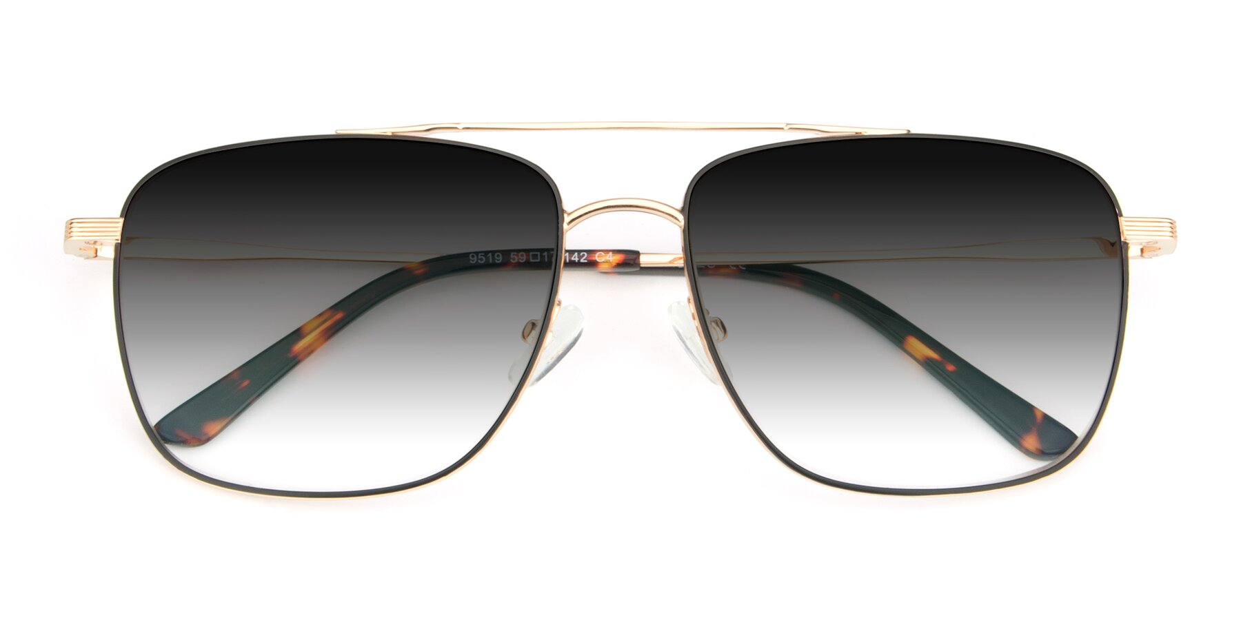 Folded Front of 9519 in Black-Gold with Gray Gradient Lenses