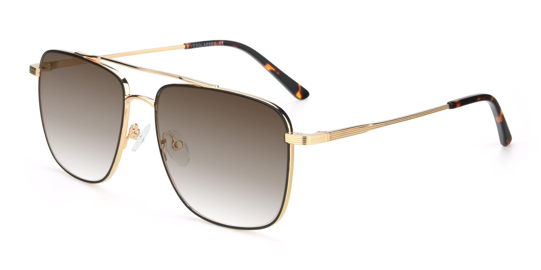 Angle of 9519 in Black-Gold with Brown Gradient Lenses