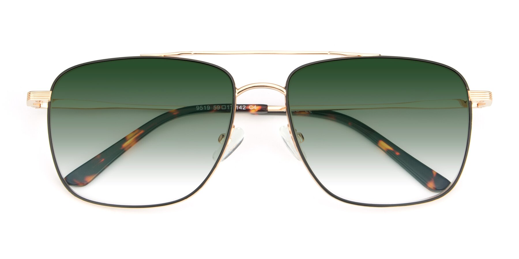 Folded Front of 9519 in Black-Gold with Green Gradient Lenses