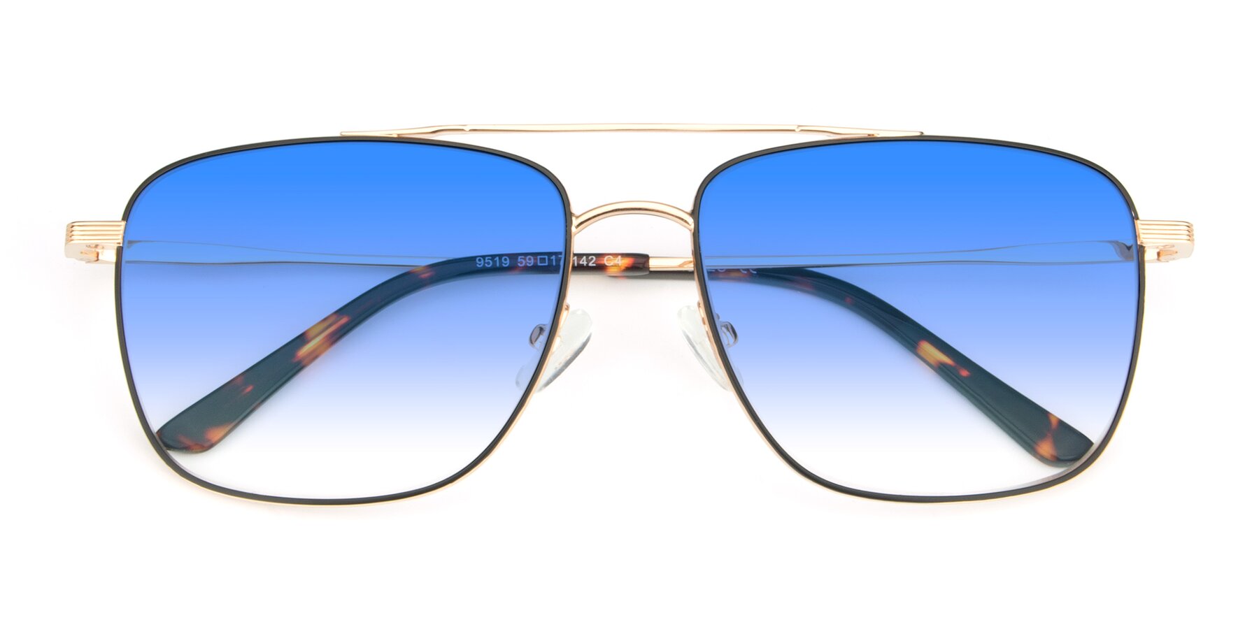 Folded Front of 9519 in Black-Gold with Blue Gradient Lenses