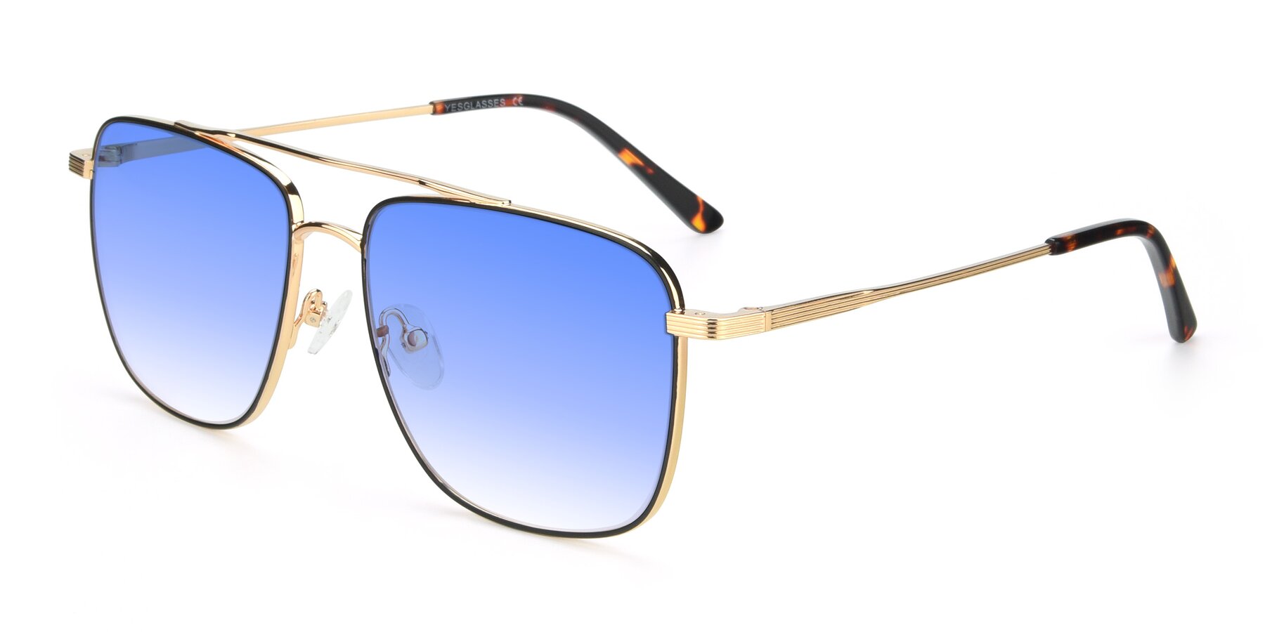 Angle of 9519 in Black-Gold with Blue Gradient Lenses