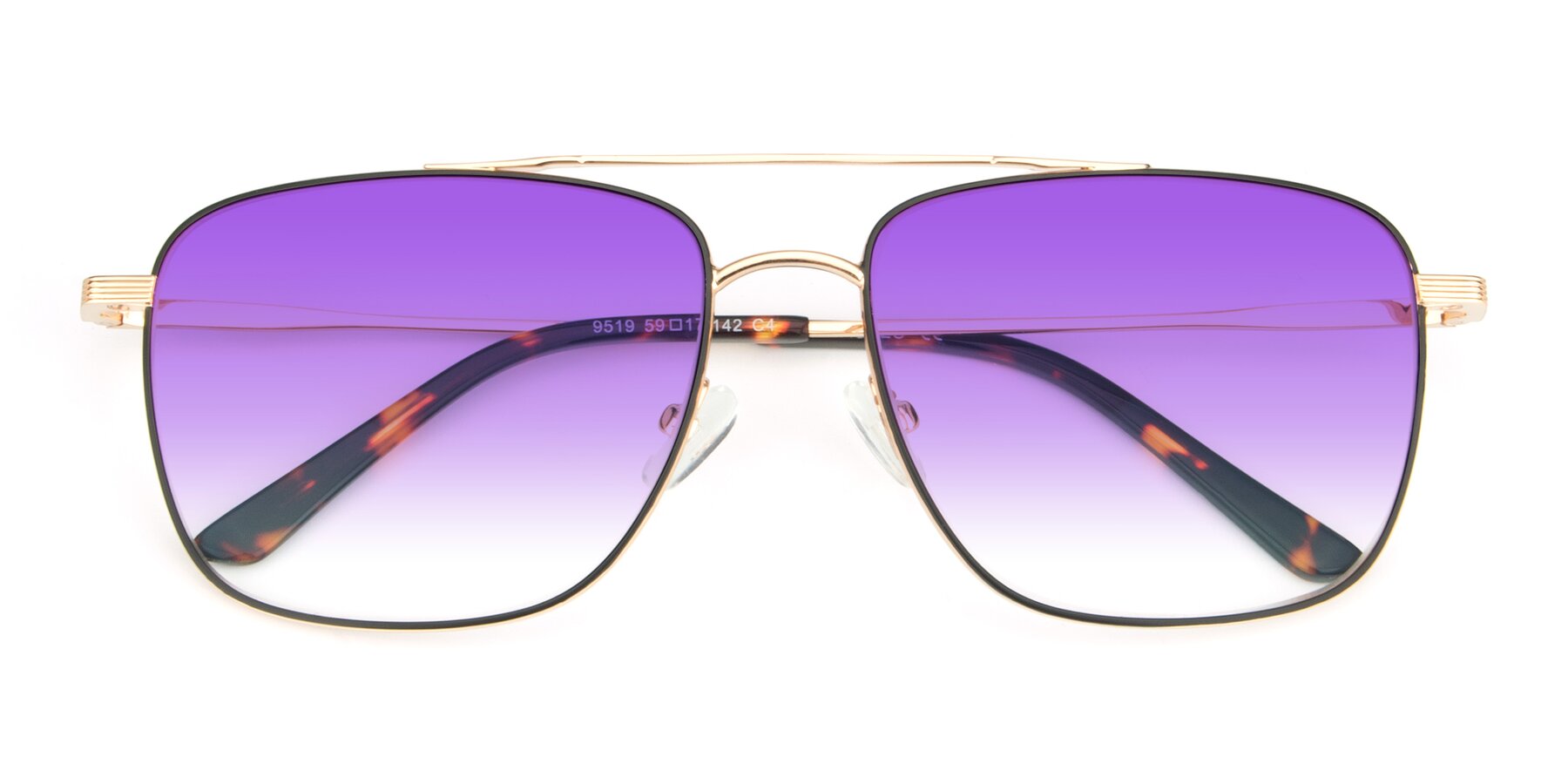 Folded Front of 9519 in Black-Gold with Purple Gradient Lenses