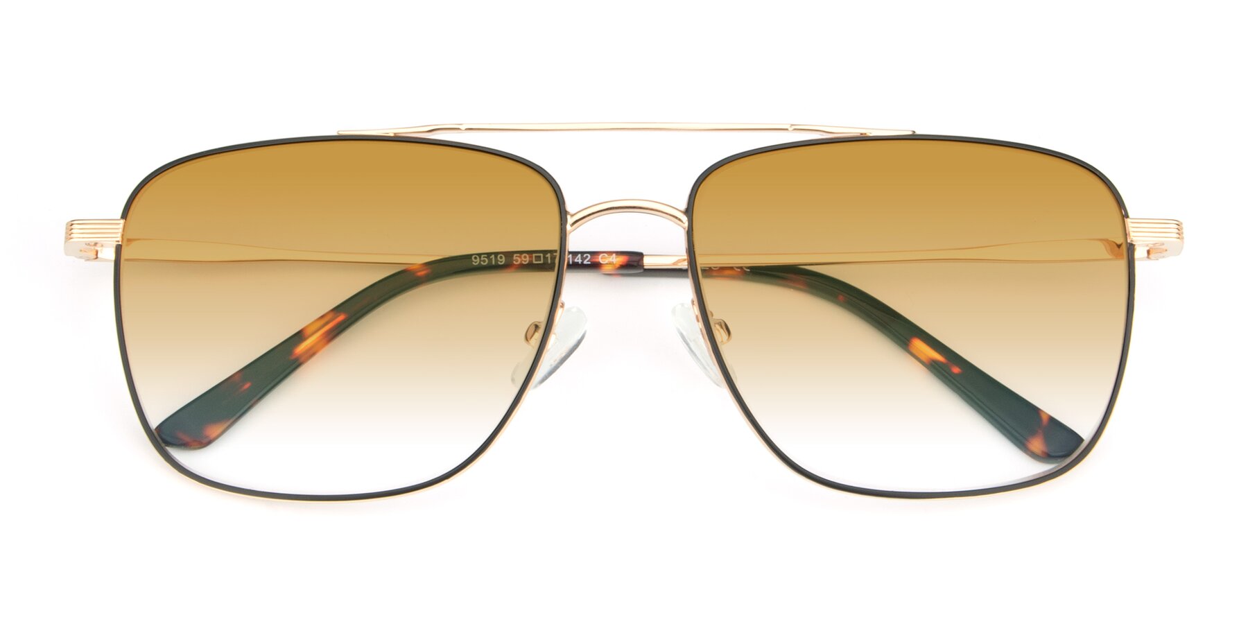 Folded Front of 9519 in Black-Gold with Champagne Gradient Lenses