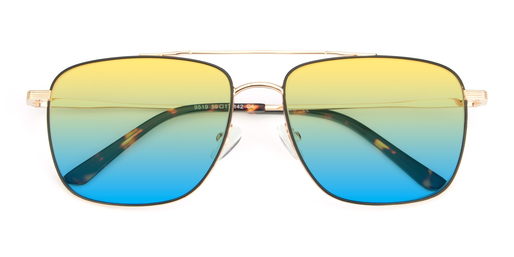 Folded Front of 9519 in Black-Gold with Yellow / Blue Gradient Lenses