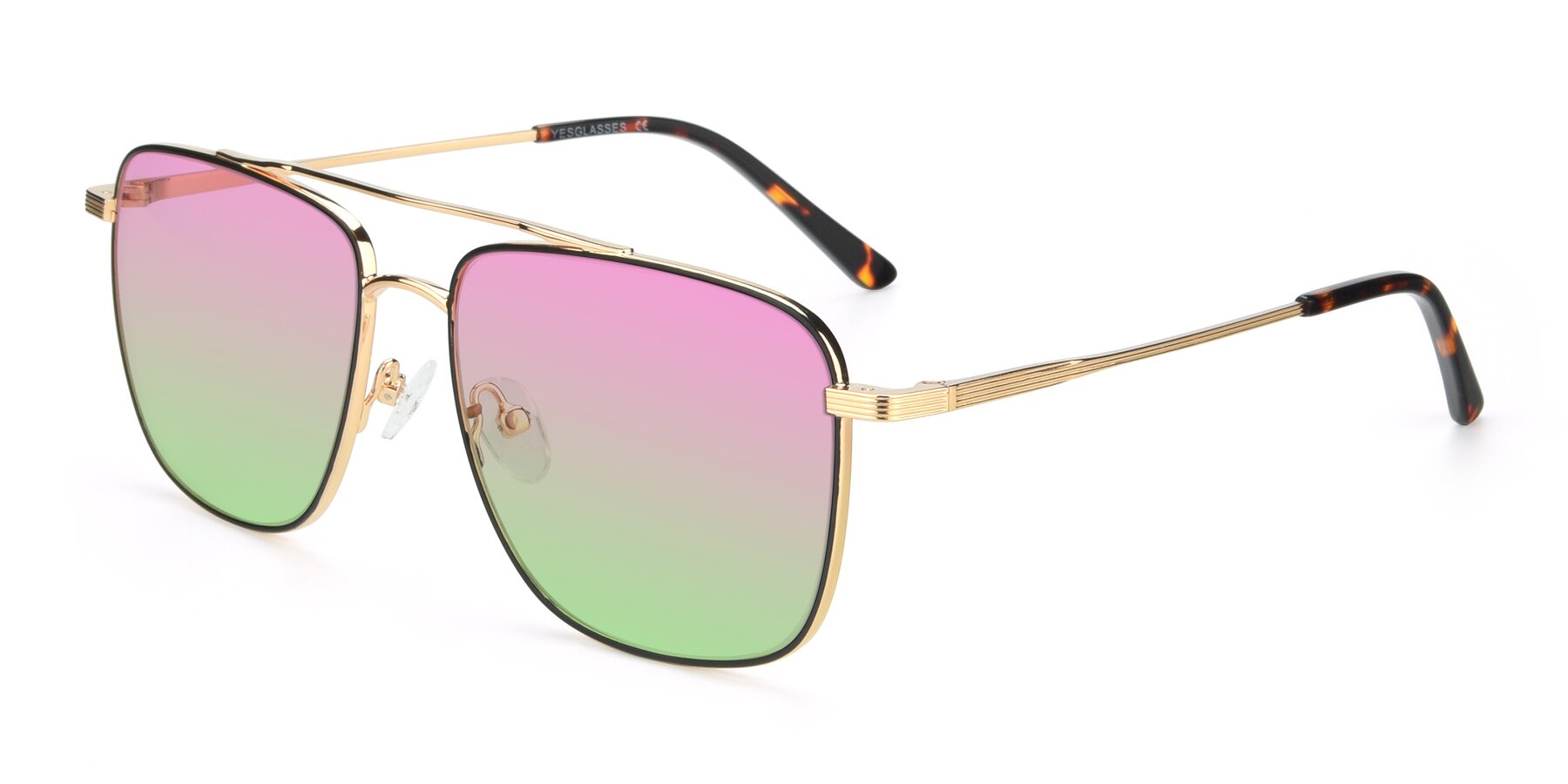 Angle of 9519 in Black-Gold with Pink / Green Gradient Lenses
