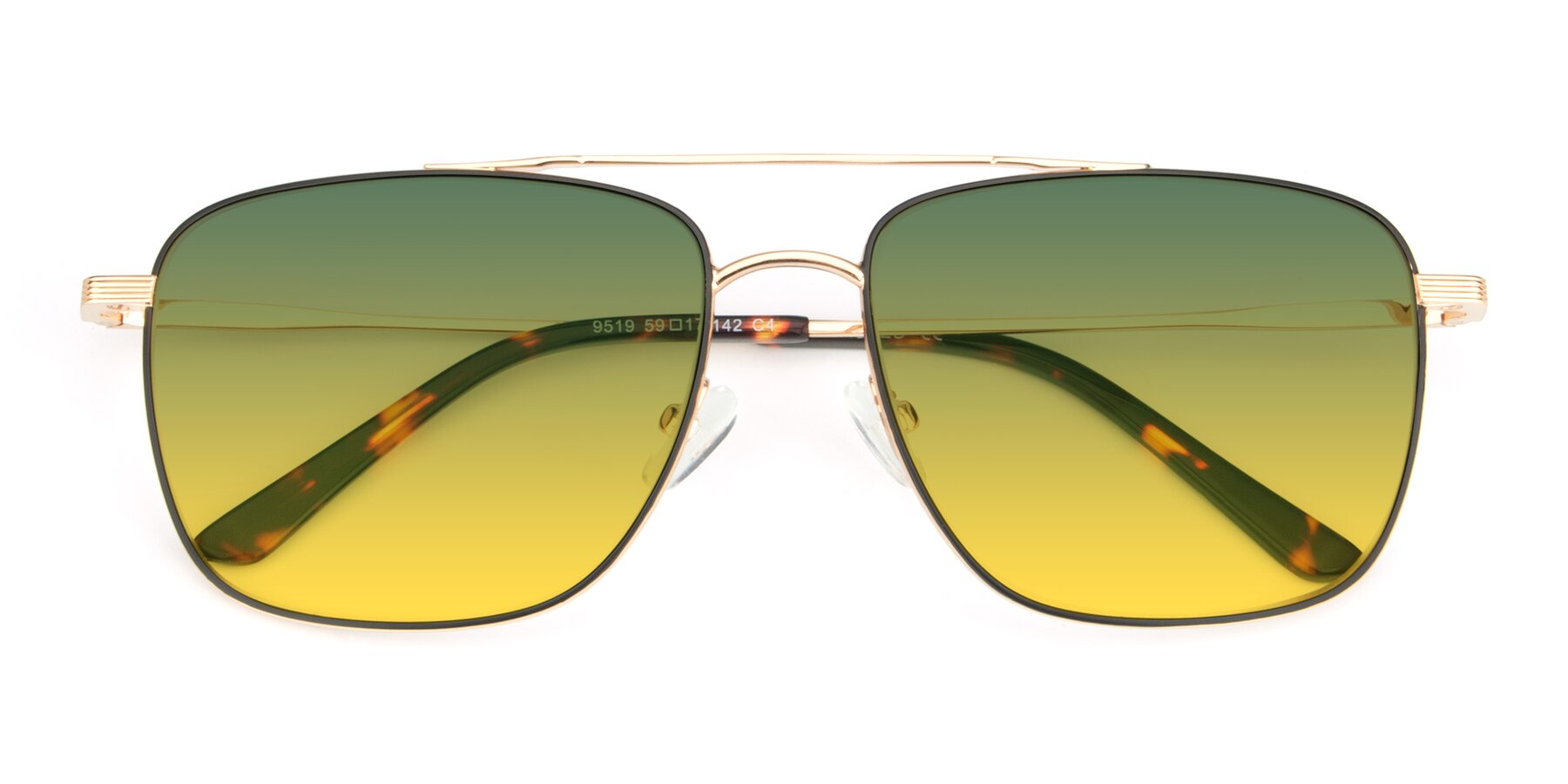Folded Front of 9519 in Black-Gold with Green / Yellow Gradient Lenses