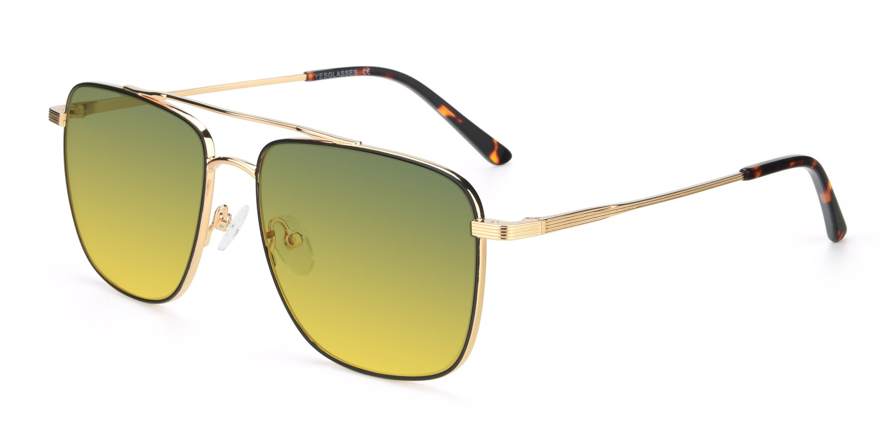 Angle of 9519 in Black-Gold with Green / Yellow Gradient Lenses