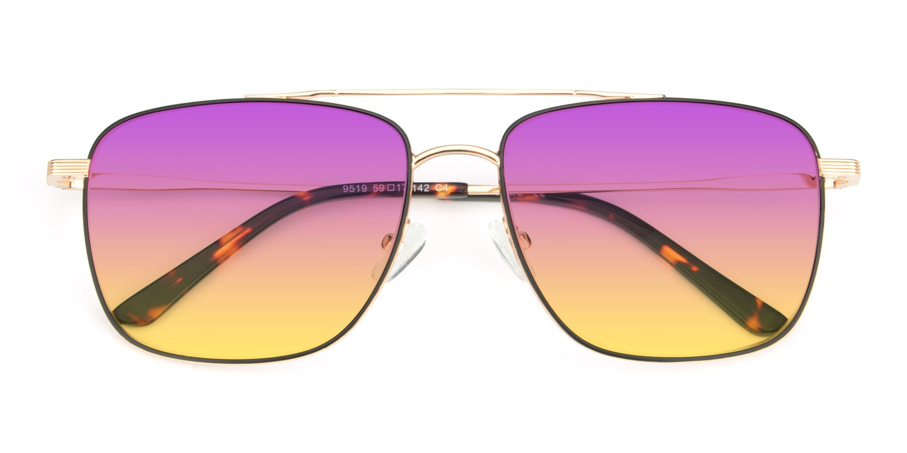Folded Front of 9519 in Black-Gold with Purple / Yellow Gradient Lenses