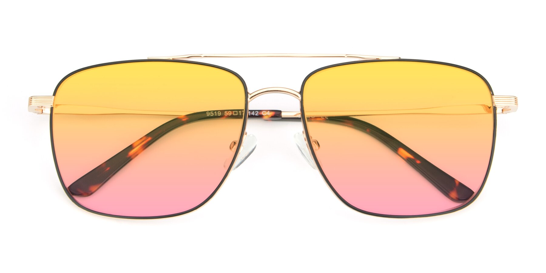 Folded Front of 9519 in Black-Gold with Yellow / Pink Gradient Lenses