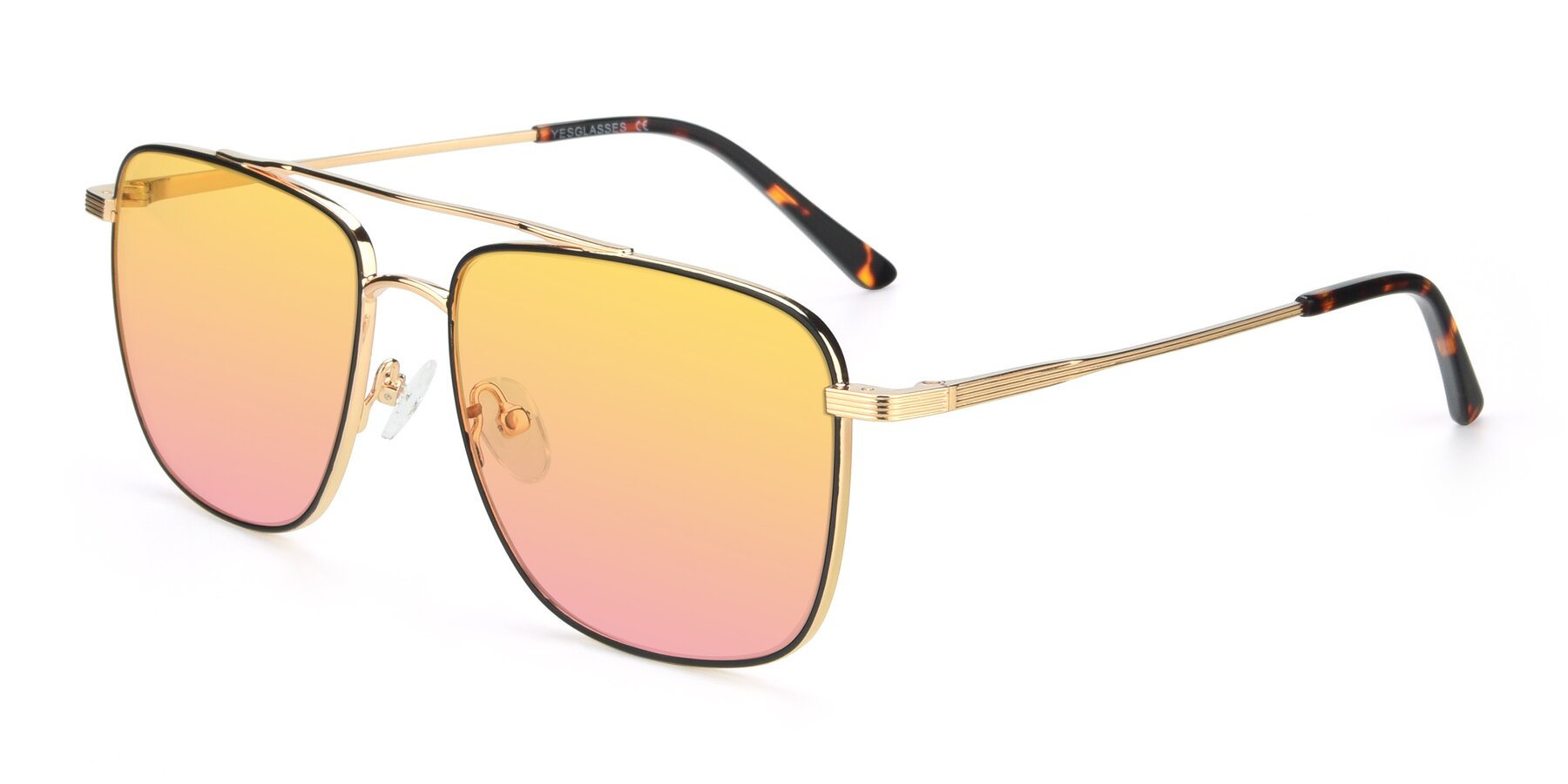 Angle of 9519 in Black-Gold with Yellow / Pink Gradient Lenses