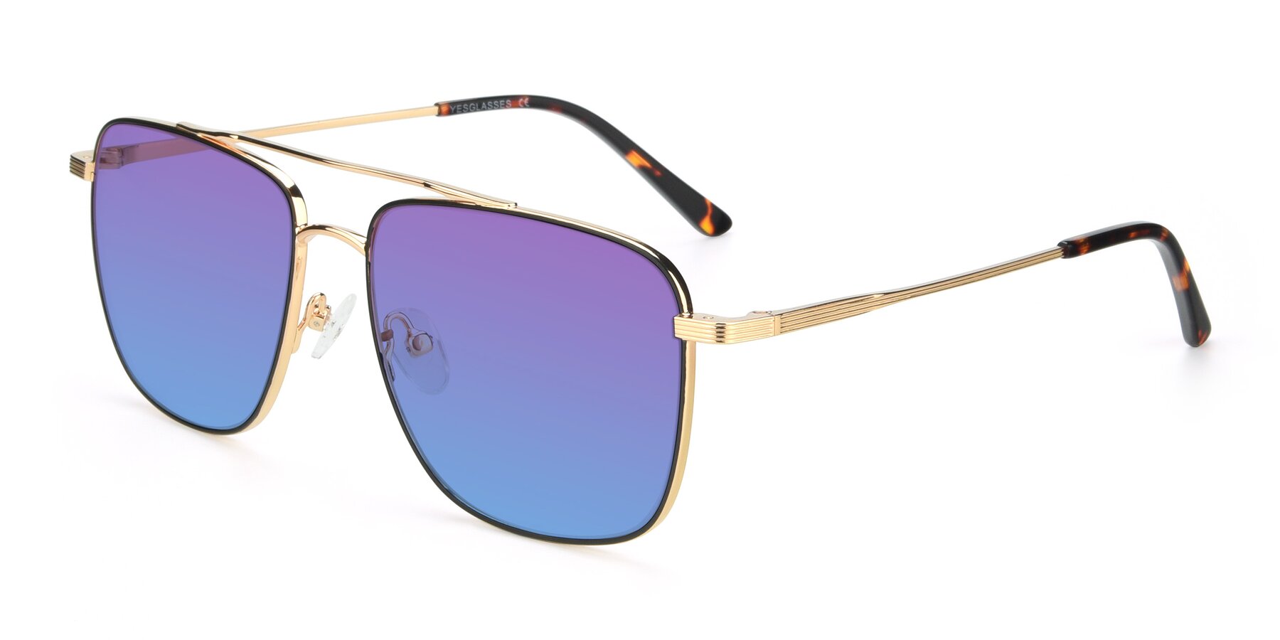 Angle of 9519 in Black-Gold with Purple / Blue Gradient Lenses