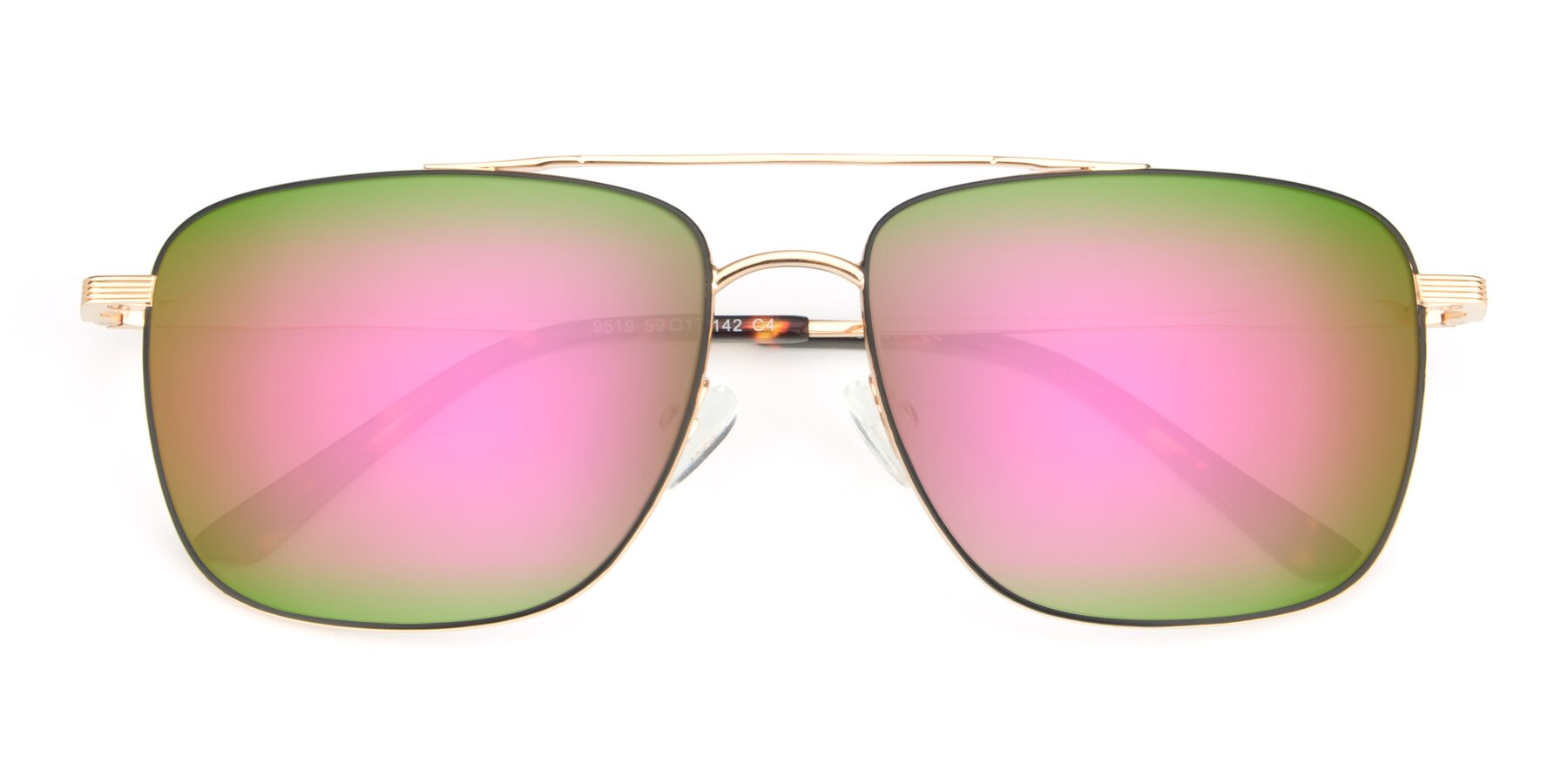 Folded Front of 9519 in Black-Gold with Pink Mirrored Lenses