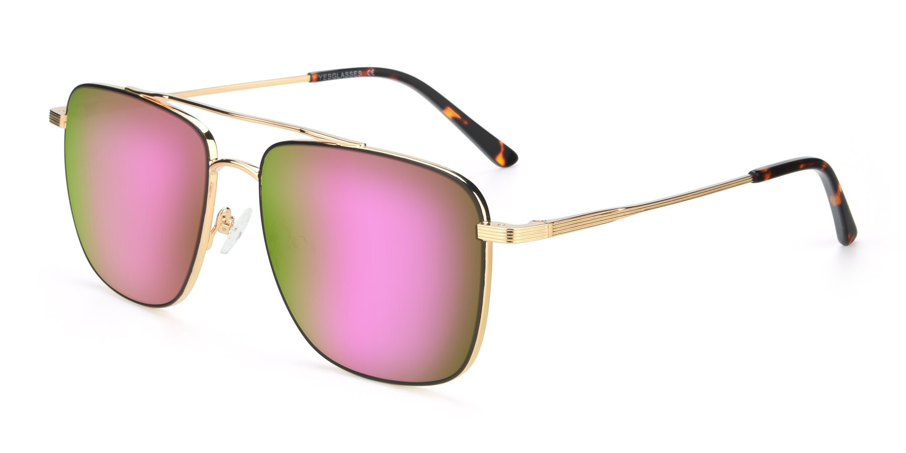 Angle of 9519 in Black-Gold with Pink Mirrored Lenses