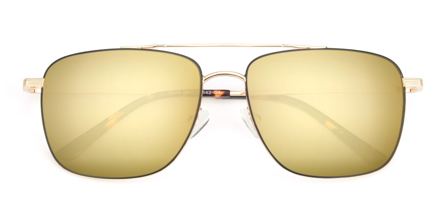 Folded Front of 9519 in Black-Gold with Gold Mirrored Lenses