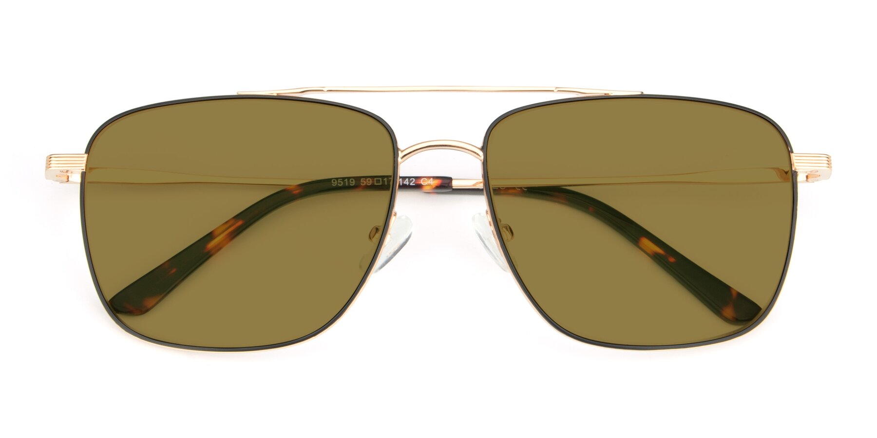 Folded Front of 9519 in Black-Gold with Brown Polarized Lenses
