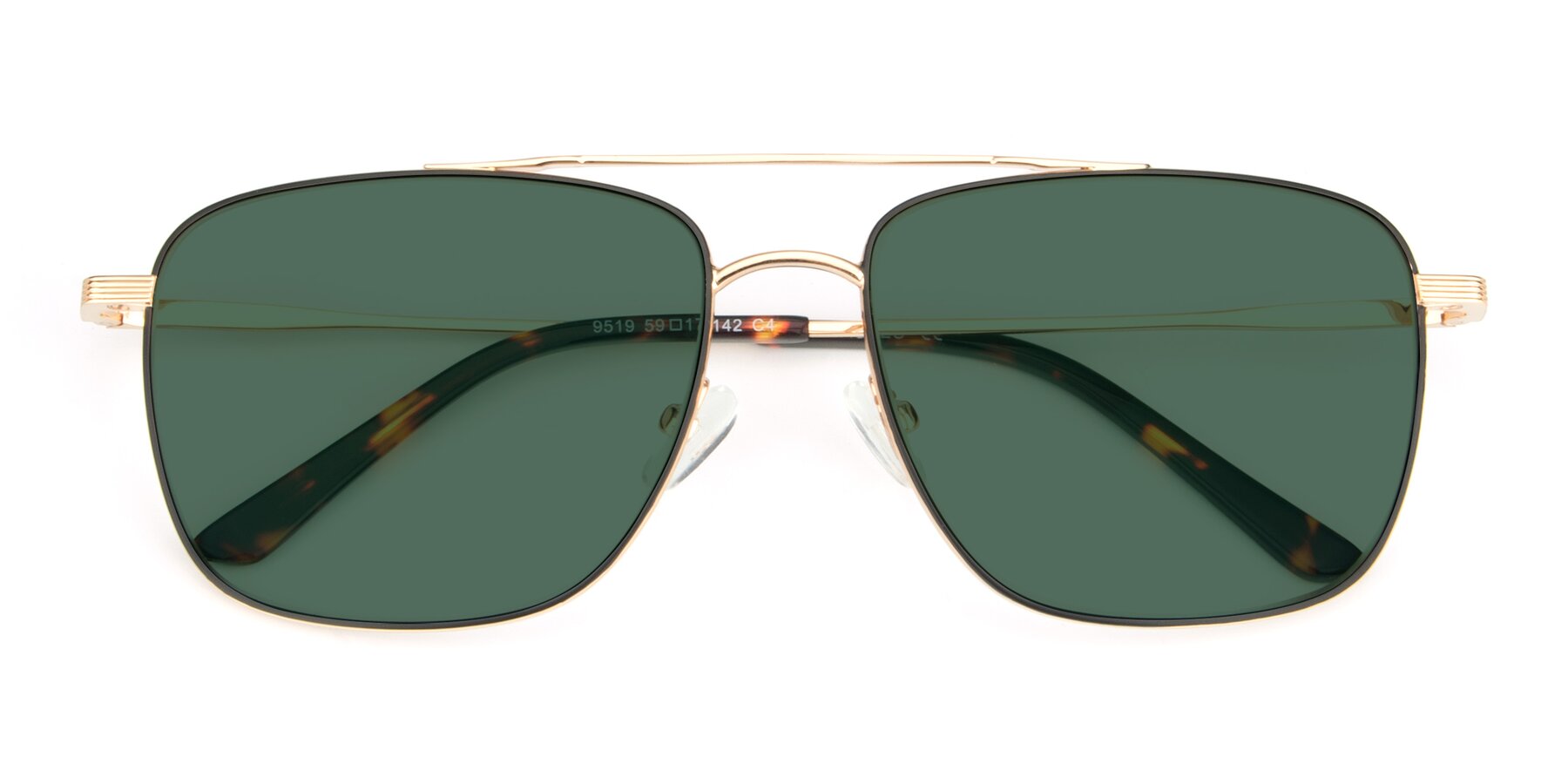Folded Front of 9519 in Black-Gold with Green Polarized Lenses