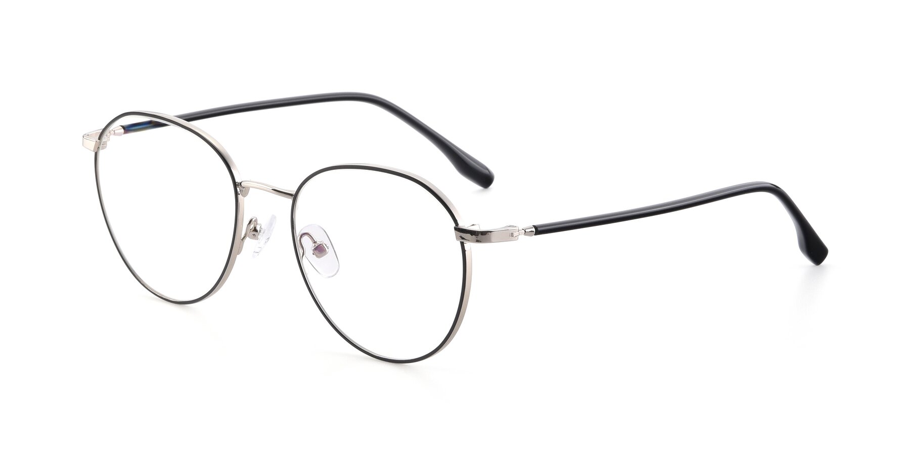 Angle of 9553 in Black-Silver with Clear Blue Light Blocking Lenses