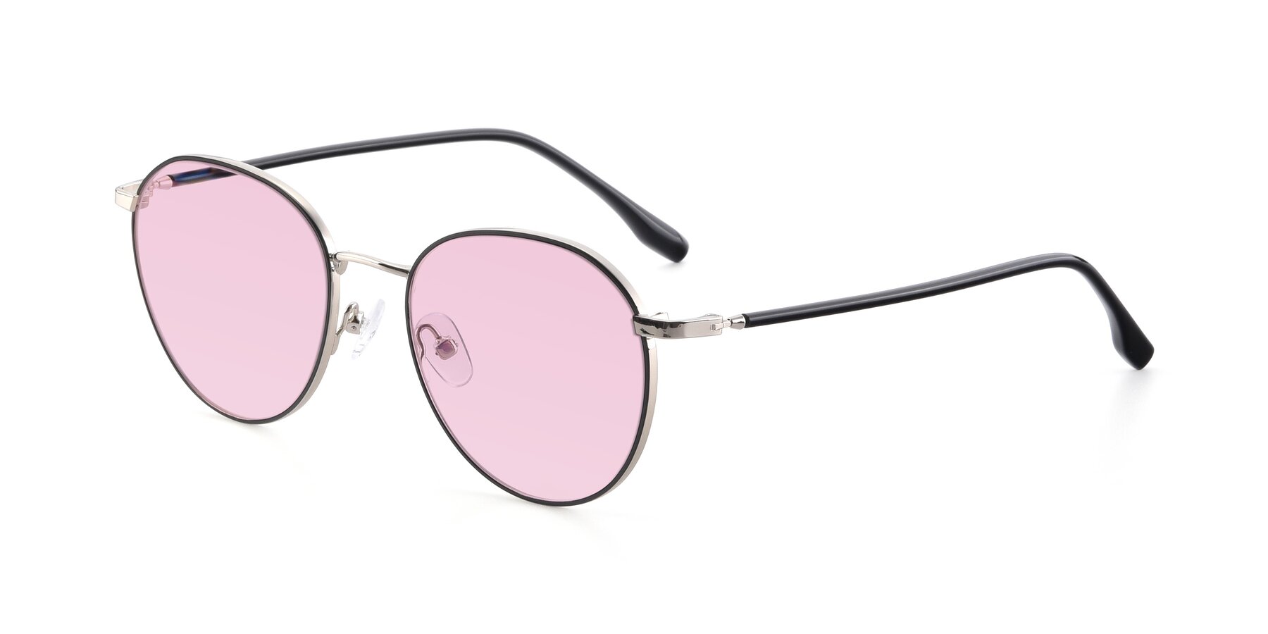 Angle of 9553 in Black-Silver with Light Pink Tinted Lenses