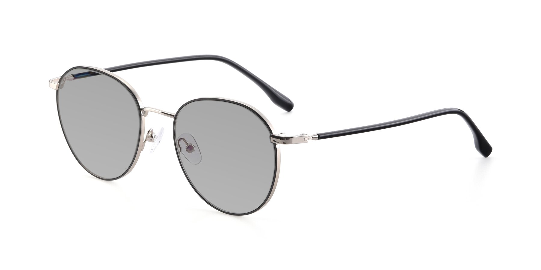 Angle of 9553 in Black-Silver with Light Gray Tinted Lenses
