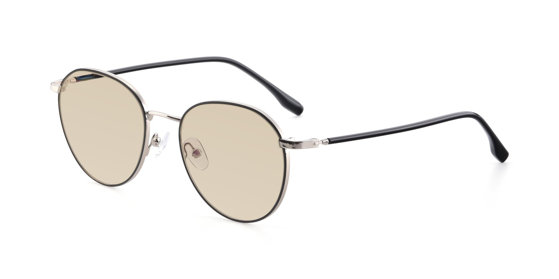 Angle of 9553 in Black-Silver with Light Brown Tinted Lenses